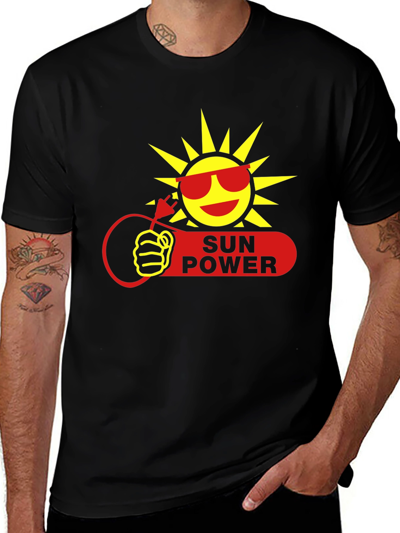 Sun Power Graphic T-Shirt - Eco-Friendly Energy
