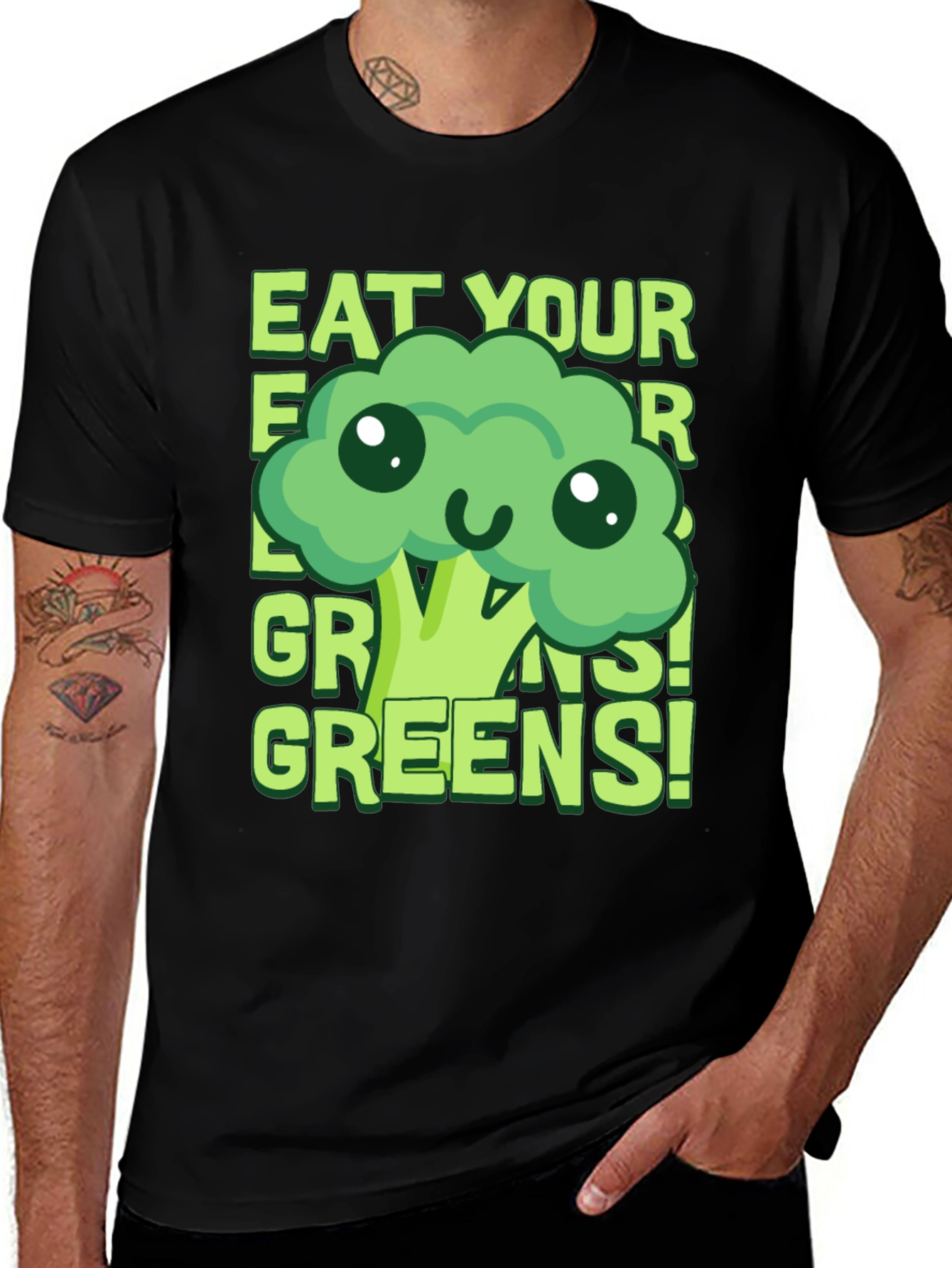 Eat Your Greens T-Shirt - Funny Broccoli Tee