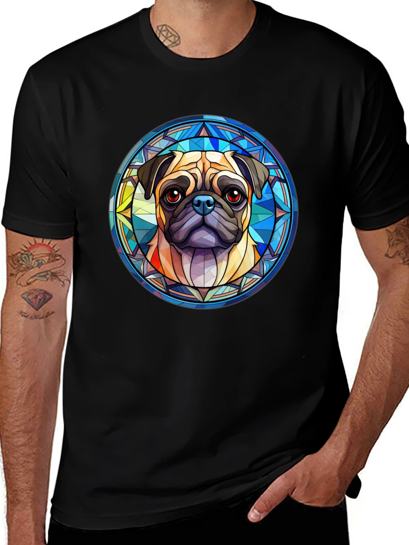Variant 3 of Pug Dog Graphic Black T-Shirt
