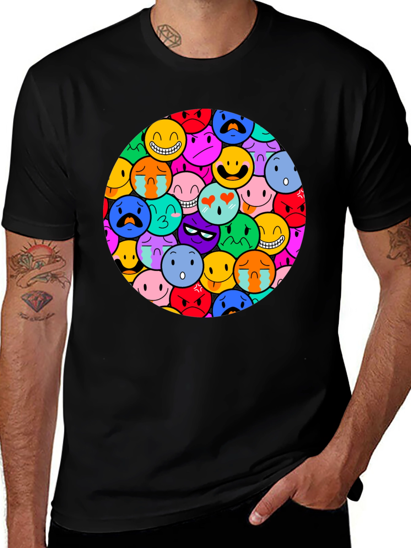 Variant 30 of Emoji Expression Black T-Shirt