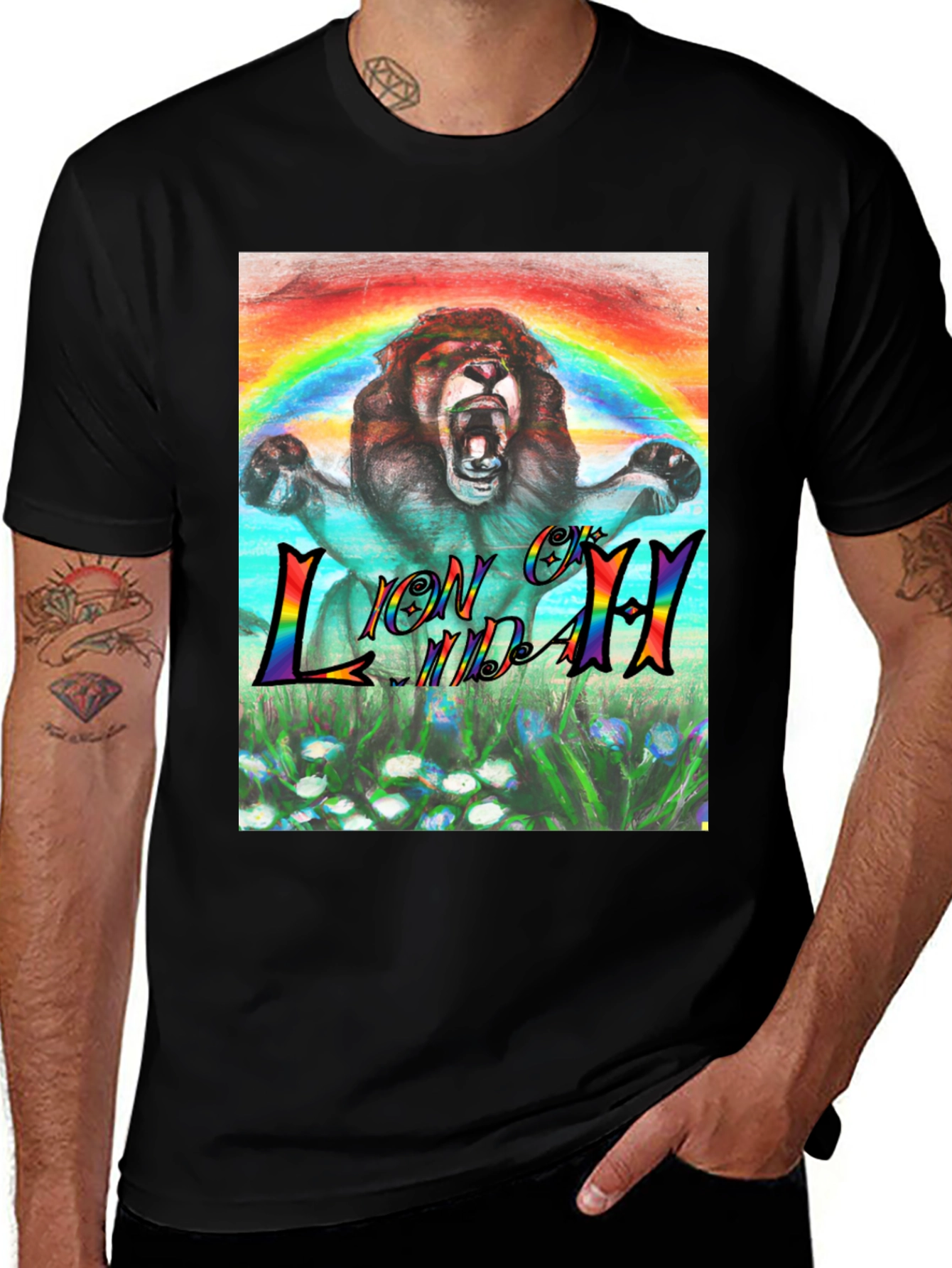 Variant 13 of Rainbow Lion T-Shirt - Graphic Print Tee