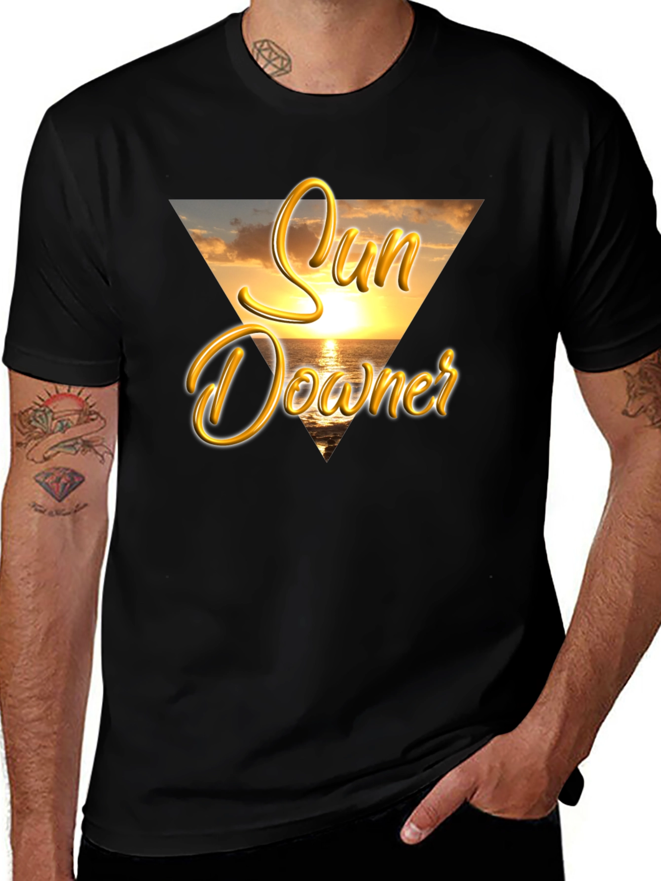 Variant 13 of Sun Downer Graphic Tee - Beach Sunset Design