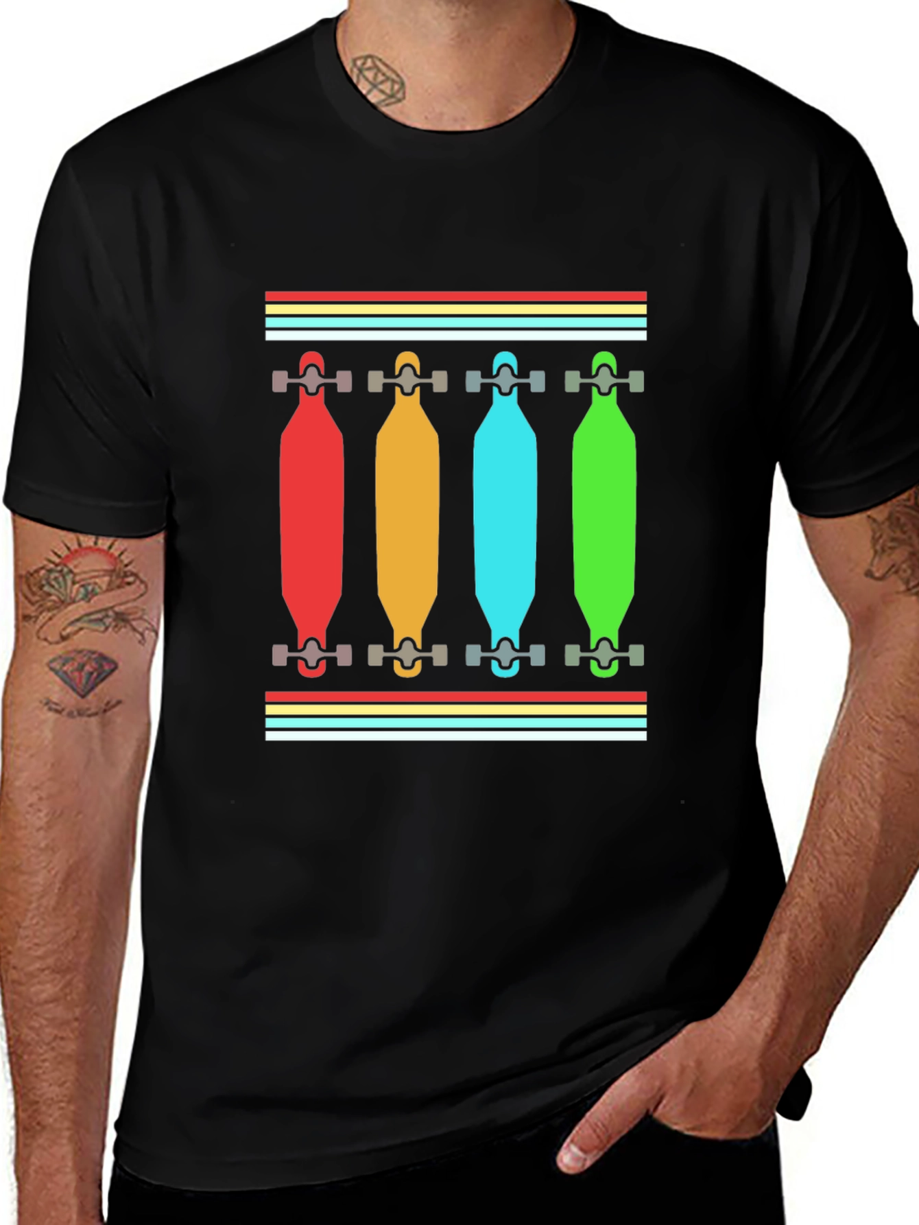Variant 23 of Retro Skateboard Graphic Tee - Colorful 70s Style