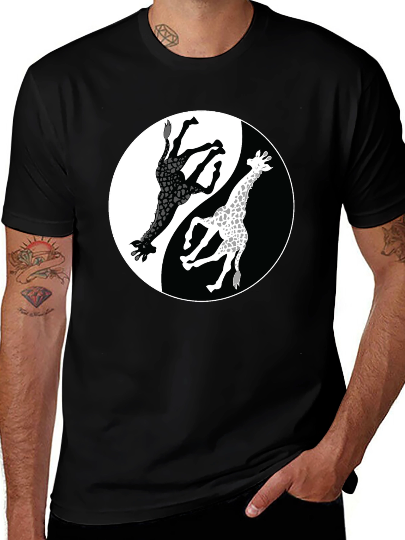 Variant 18 of Yin Yang Giraffe Graphic Tee