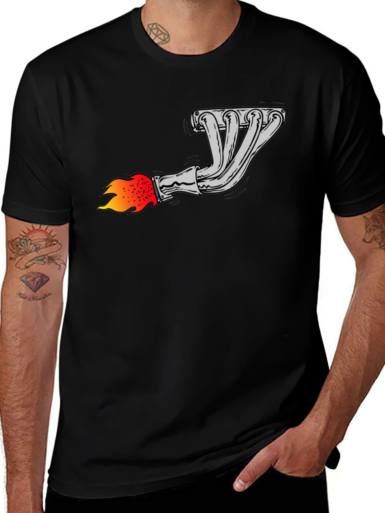 Variant 11 of Flame Exhaust Graphic Tee - Black