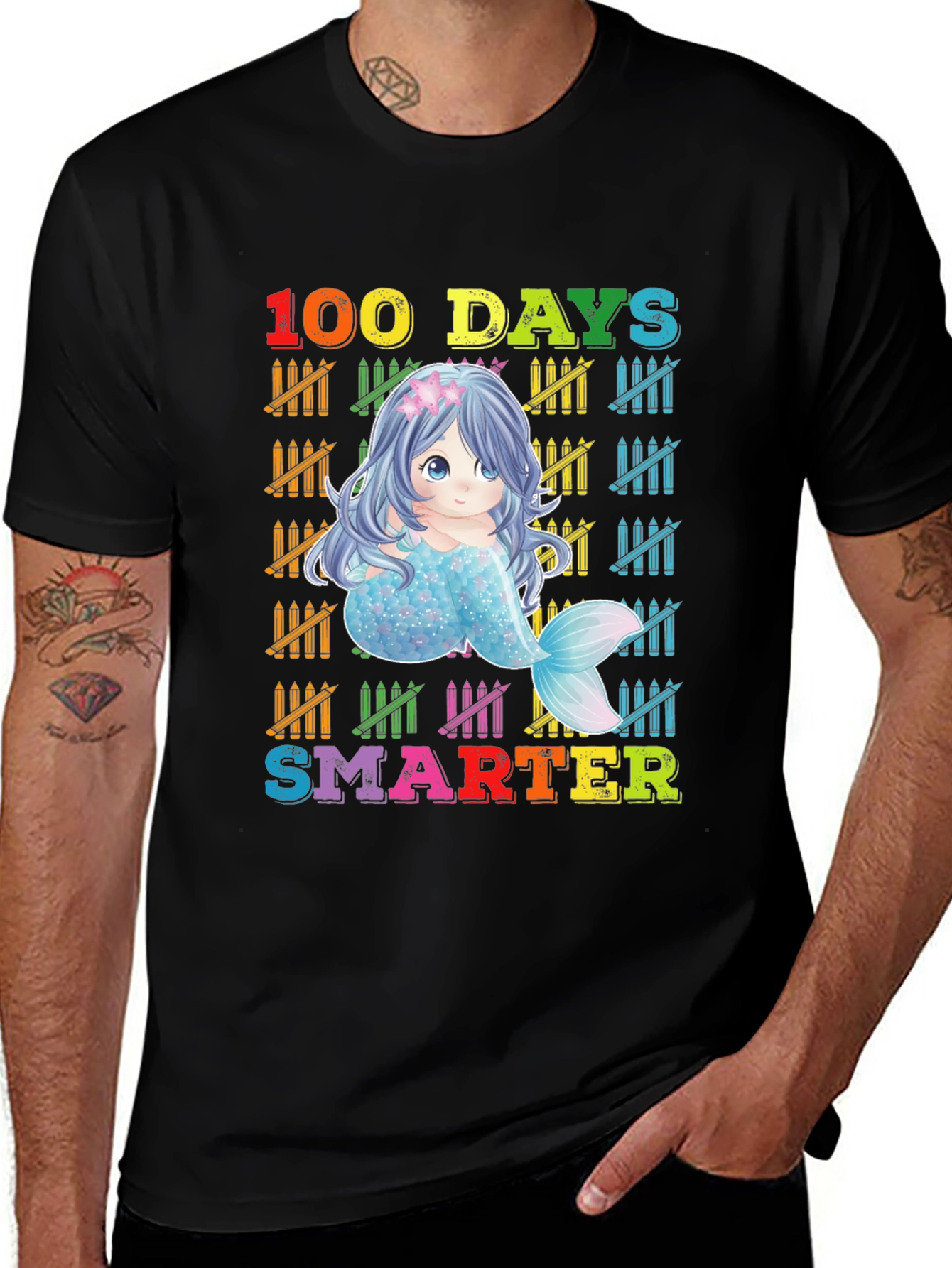 100 Days Smarter Kids Mermaid Graphic Tee