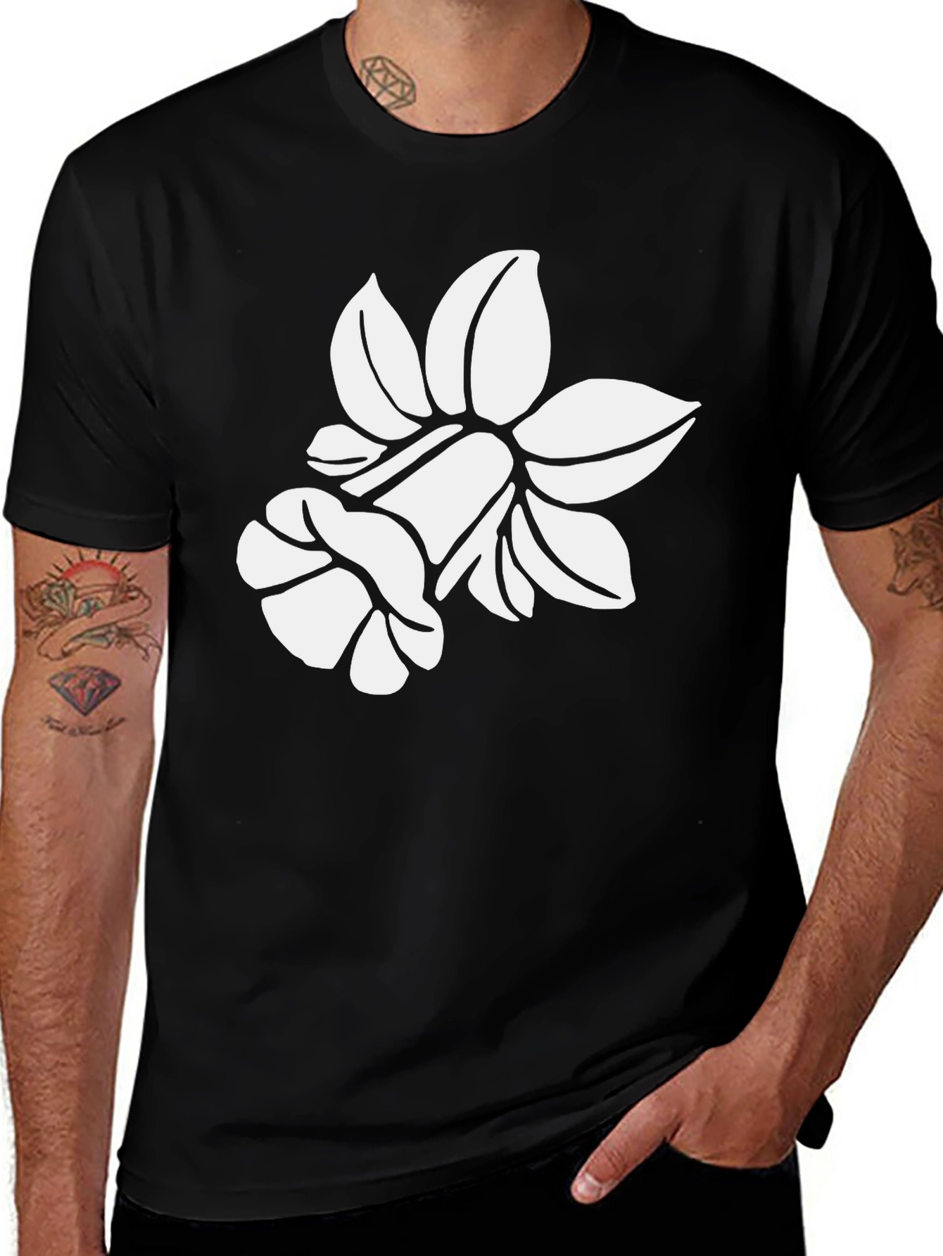 Black Floral Silhouette T-Shirt - Black main image