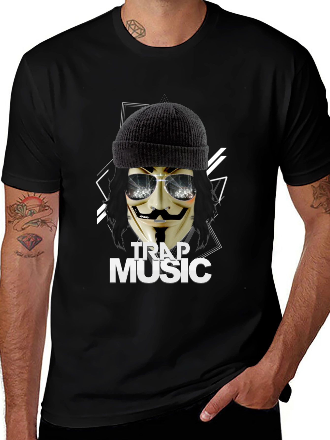 Variant 13 of Trap Music Black Graphic Tee for Men