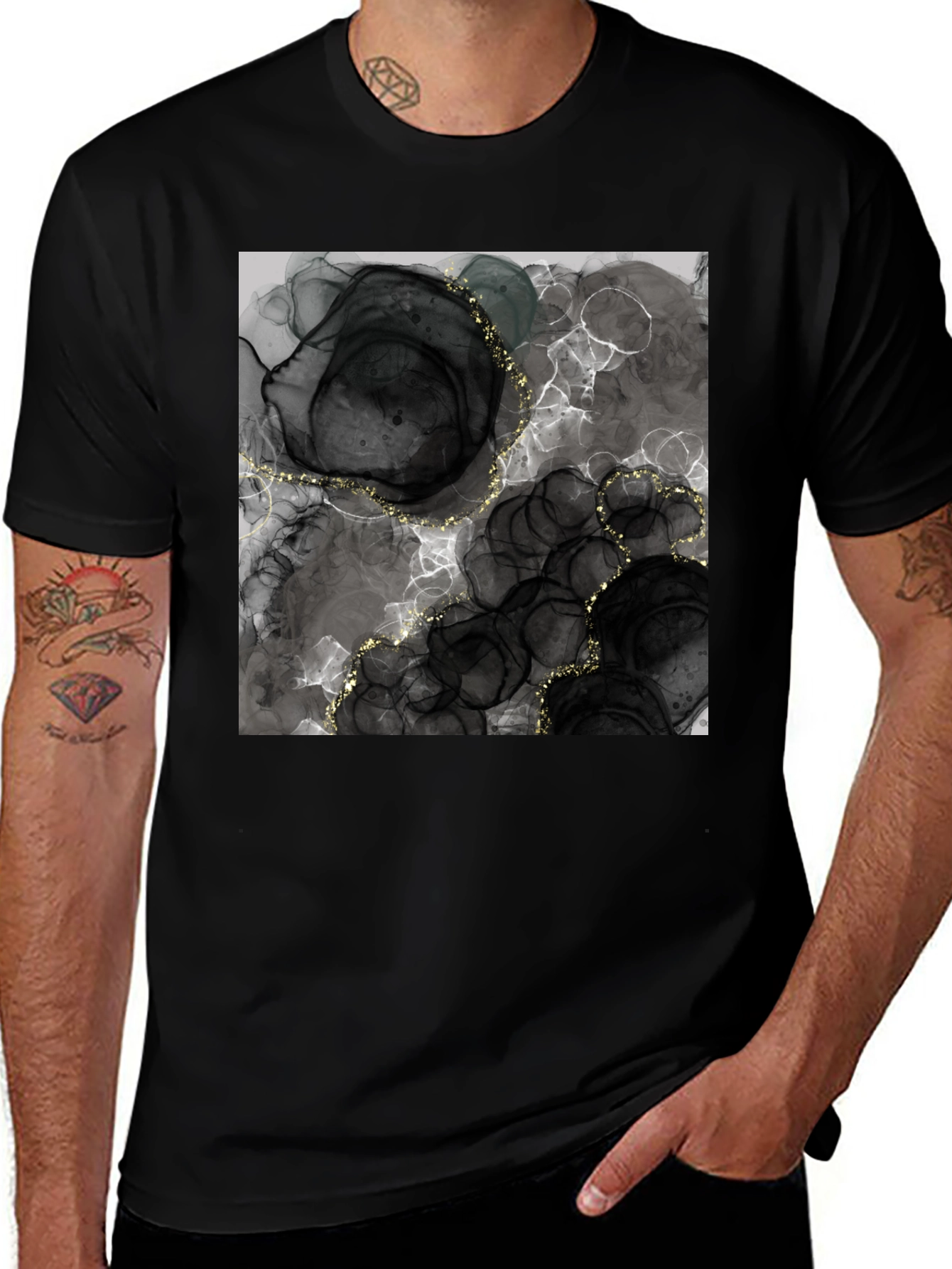 Variant 29 of Abstract Marble Gold Accent T-Shirt
