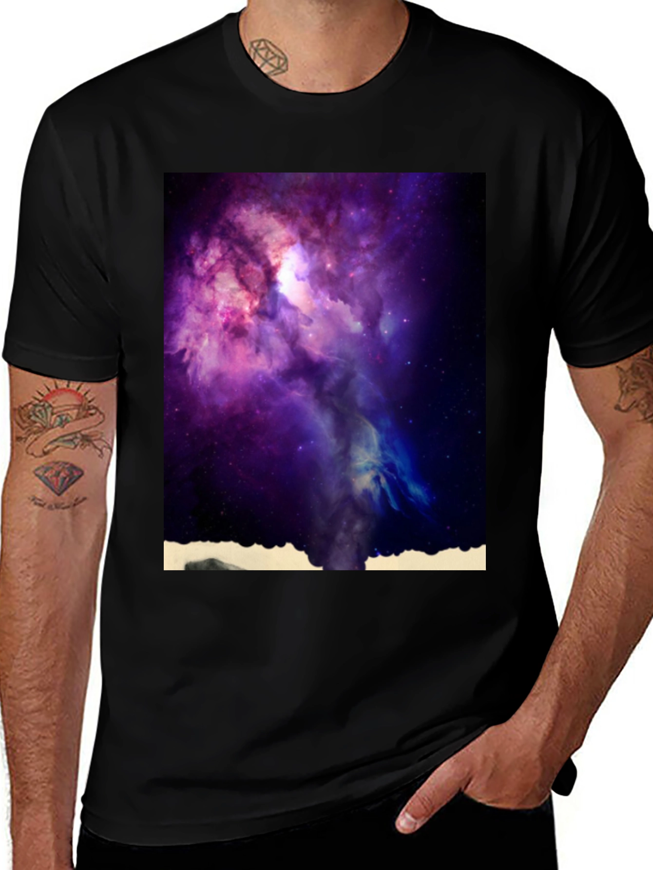Variant 25 of Galaxy Nebula Graphic Black T-Shirt