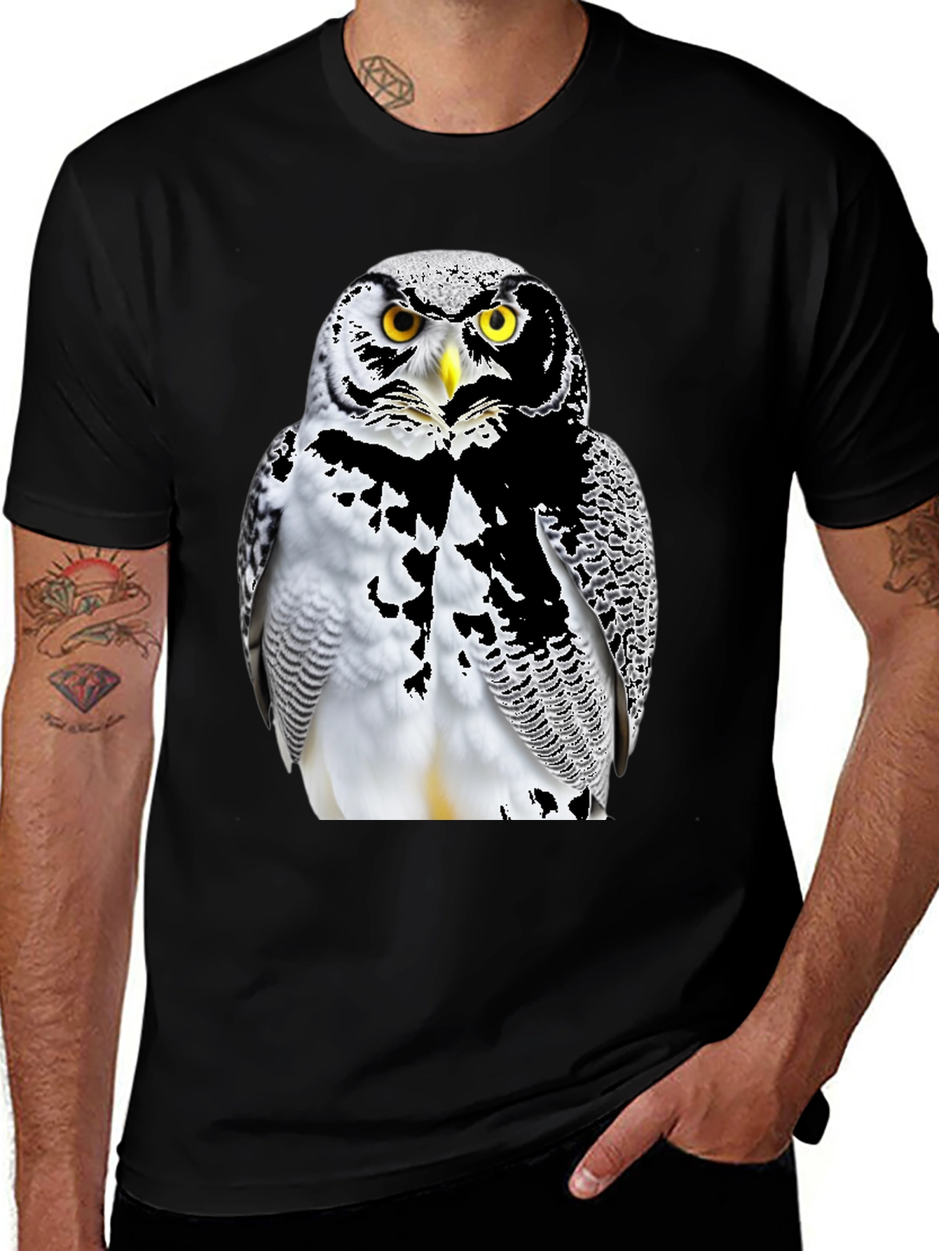 Variant 11 of Owl Graphic Print Black T-Shirt