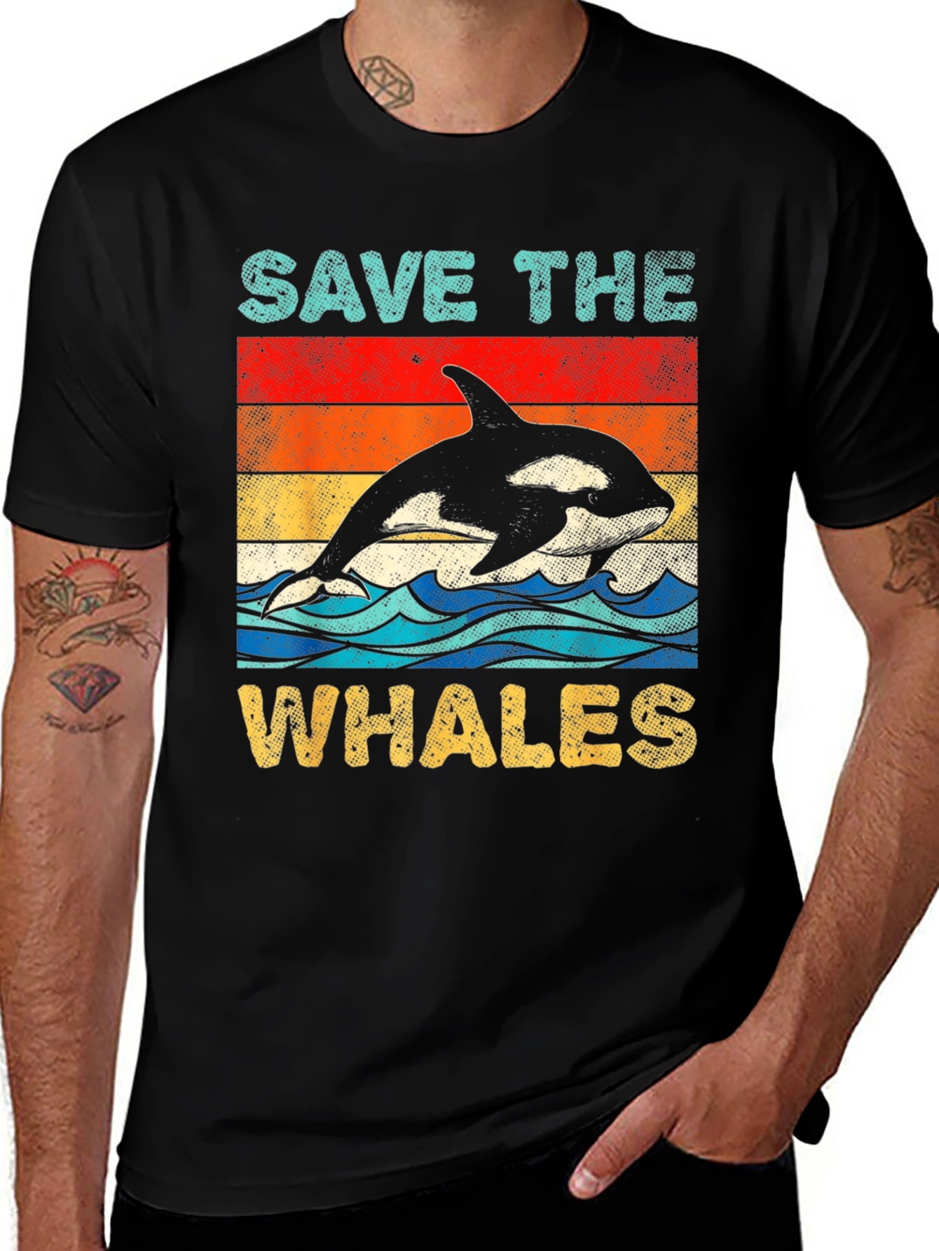 Variant 27 of Save the Whales Graphic Tee - Black T-Shirt