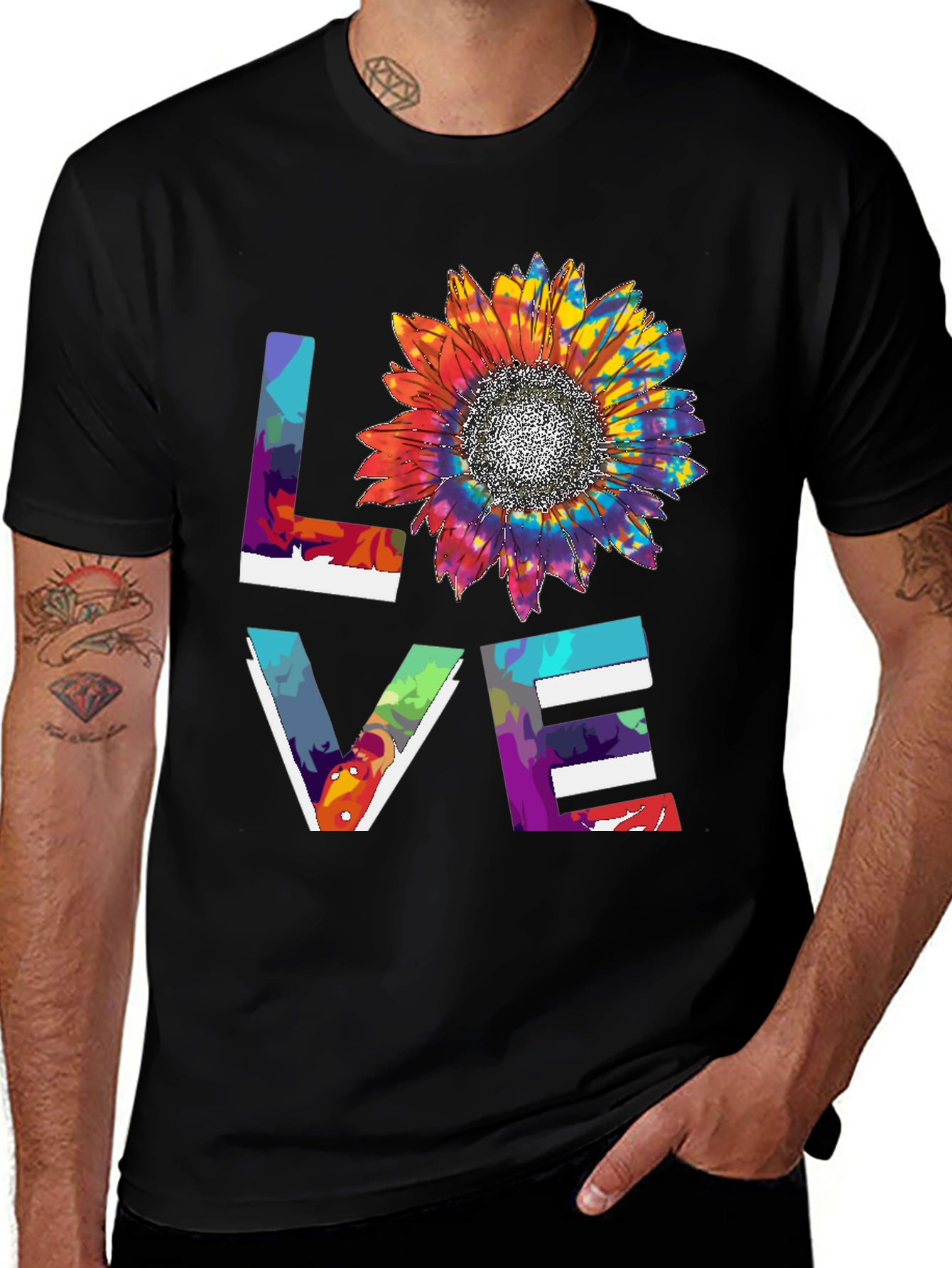 Variant 17 of Tie-Dye Sunflower Love Graphic T-Shirt