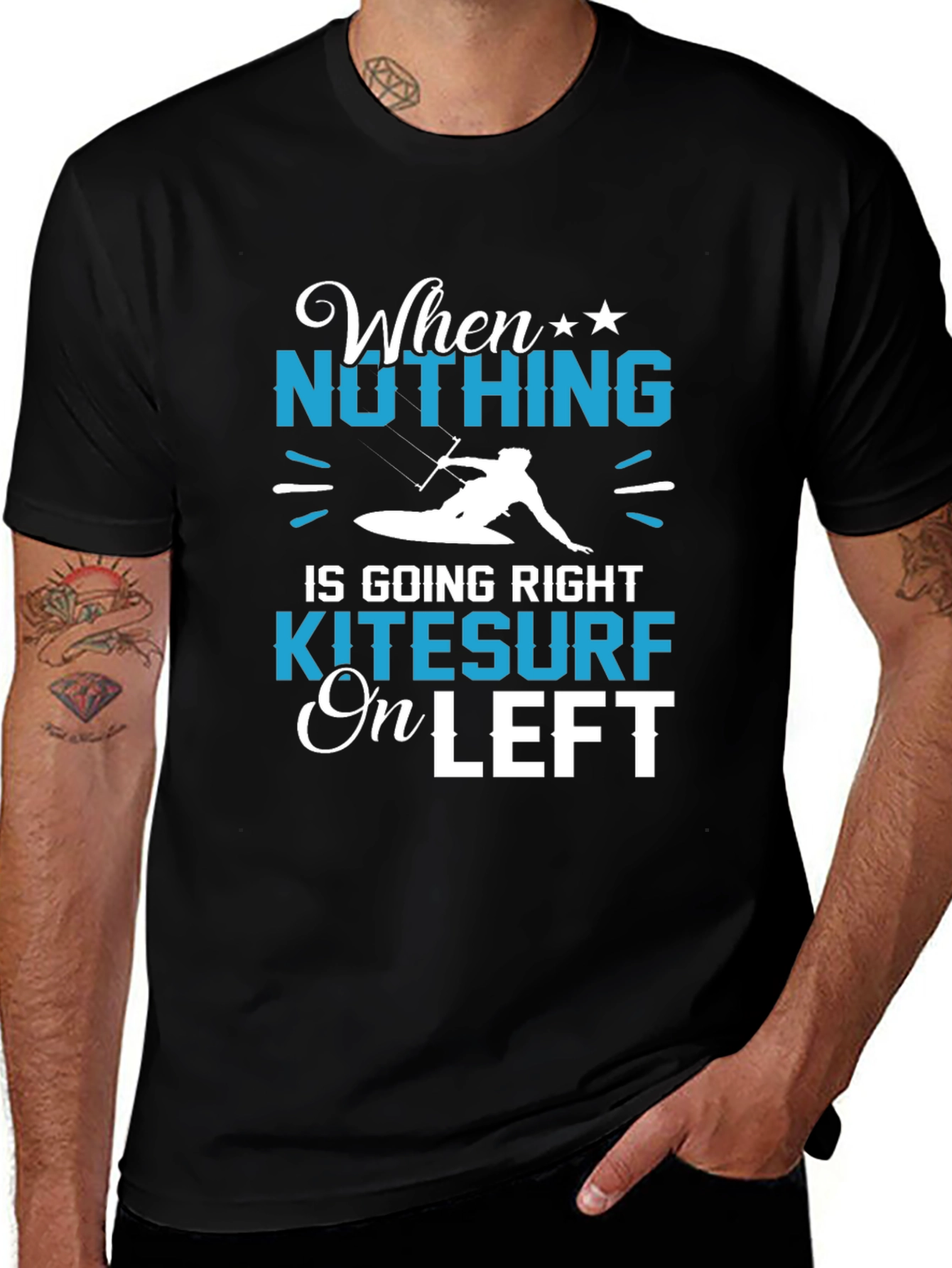 Variant 23 of Kitesurf On Left T-Shirt -  Funny Sports Tee