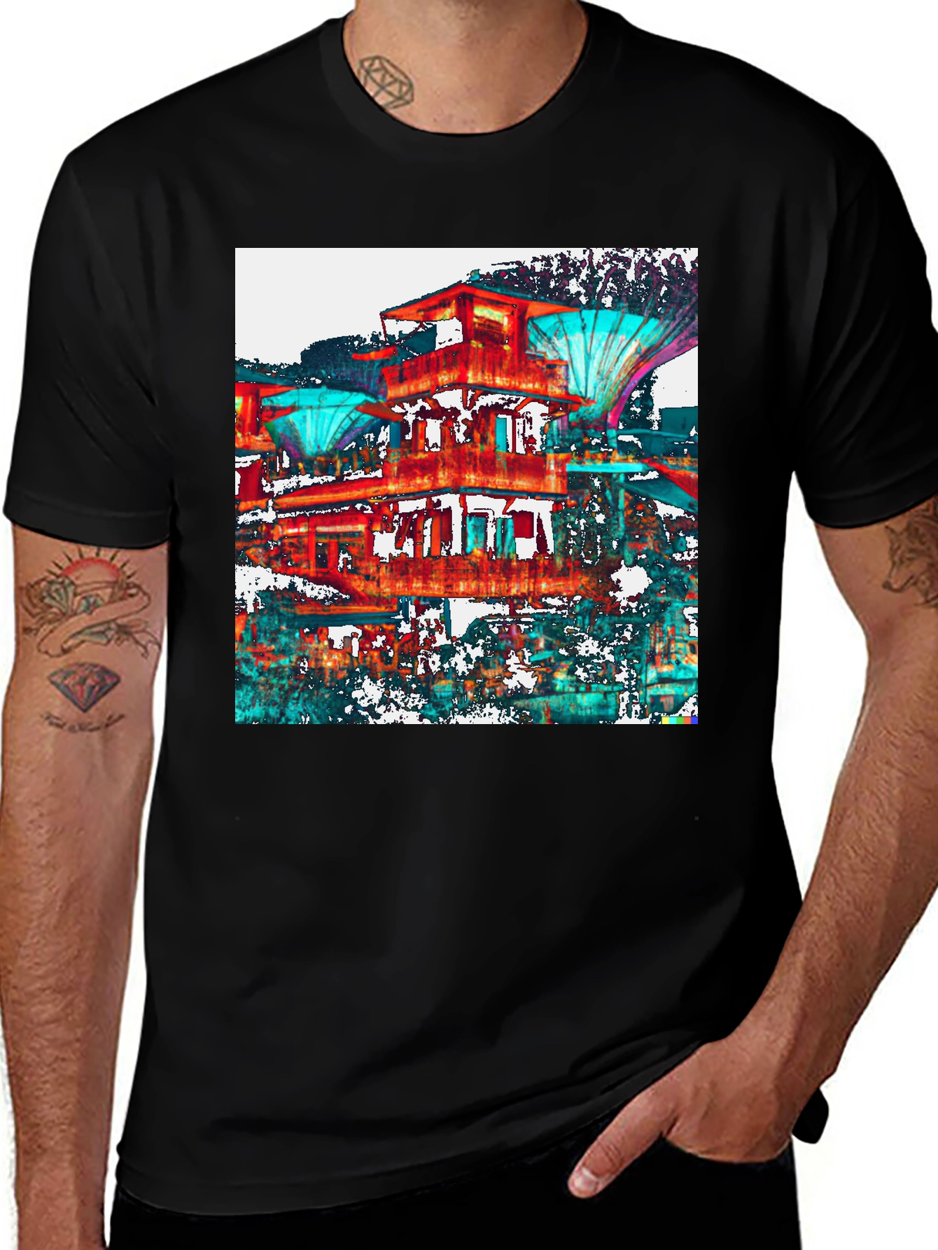 Variant 12 of Abstract Architectural Print Black T-Shirt