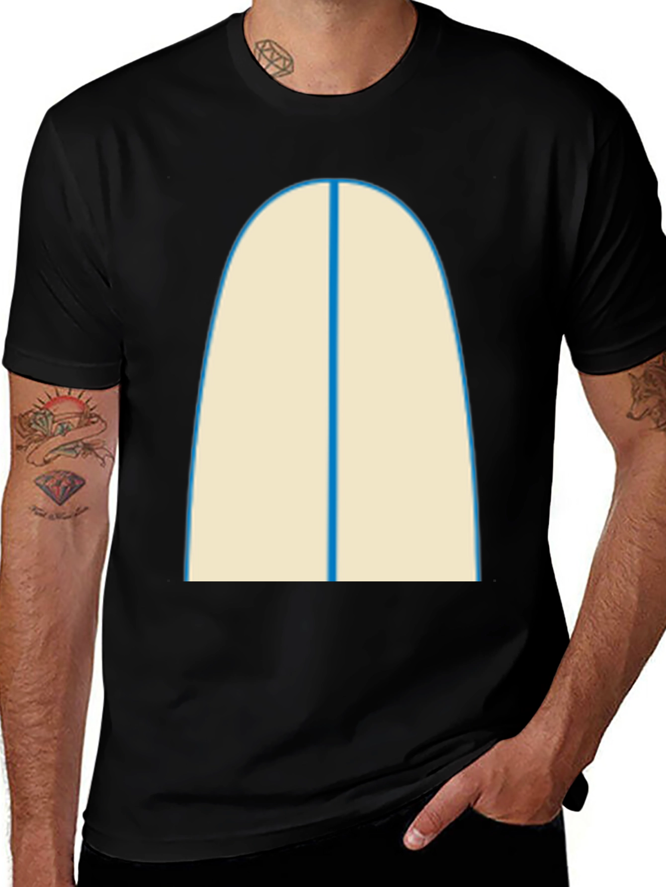 Surfboard Tee - Black Surf Style T-Shirt