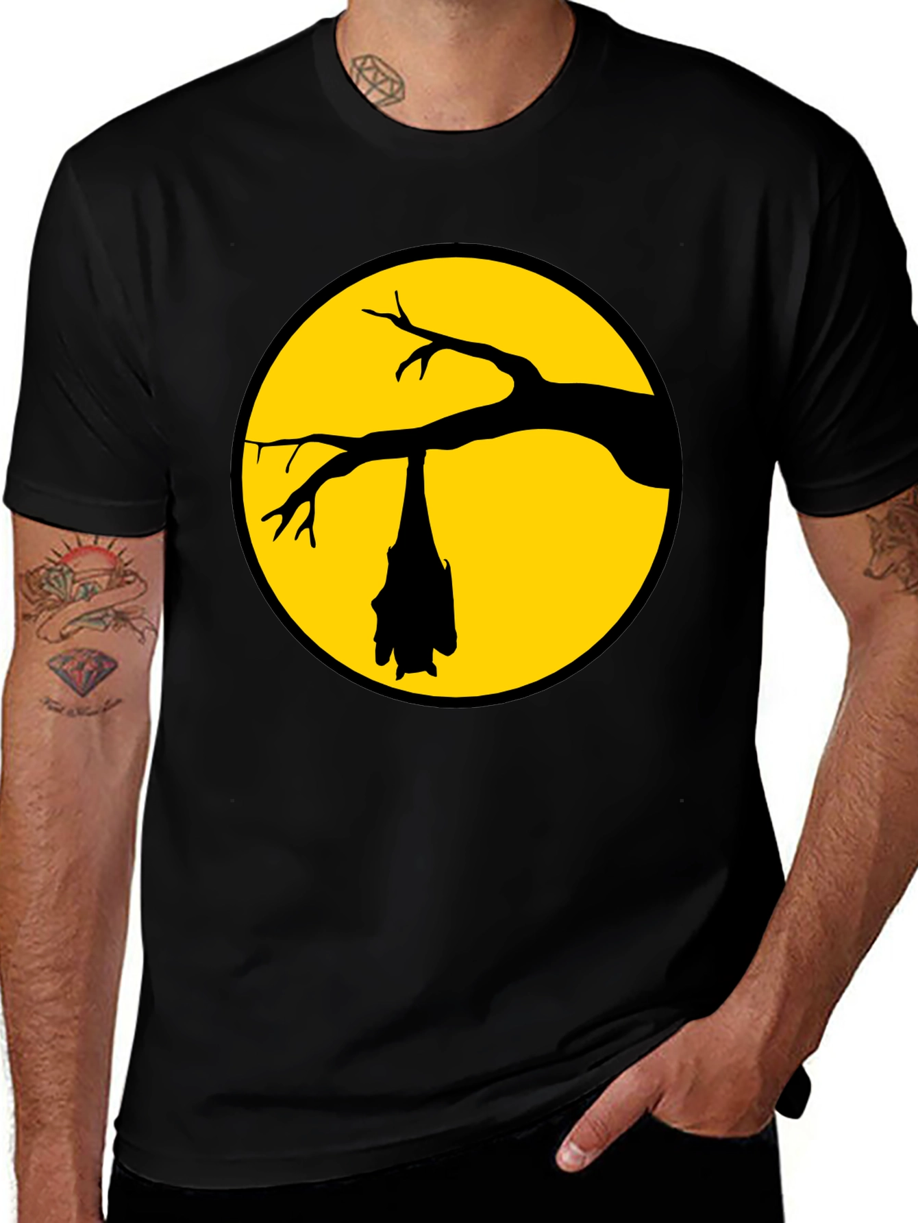 Variant 26 of Bat in the Moon Graphic Tee - Black