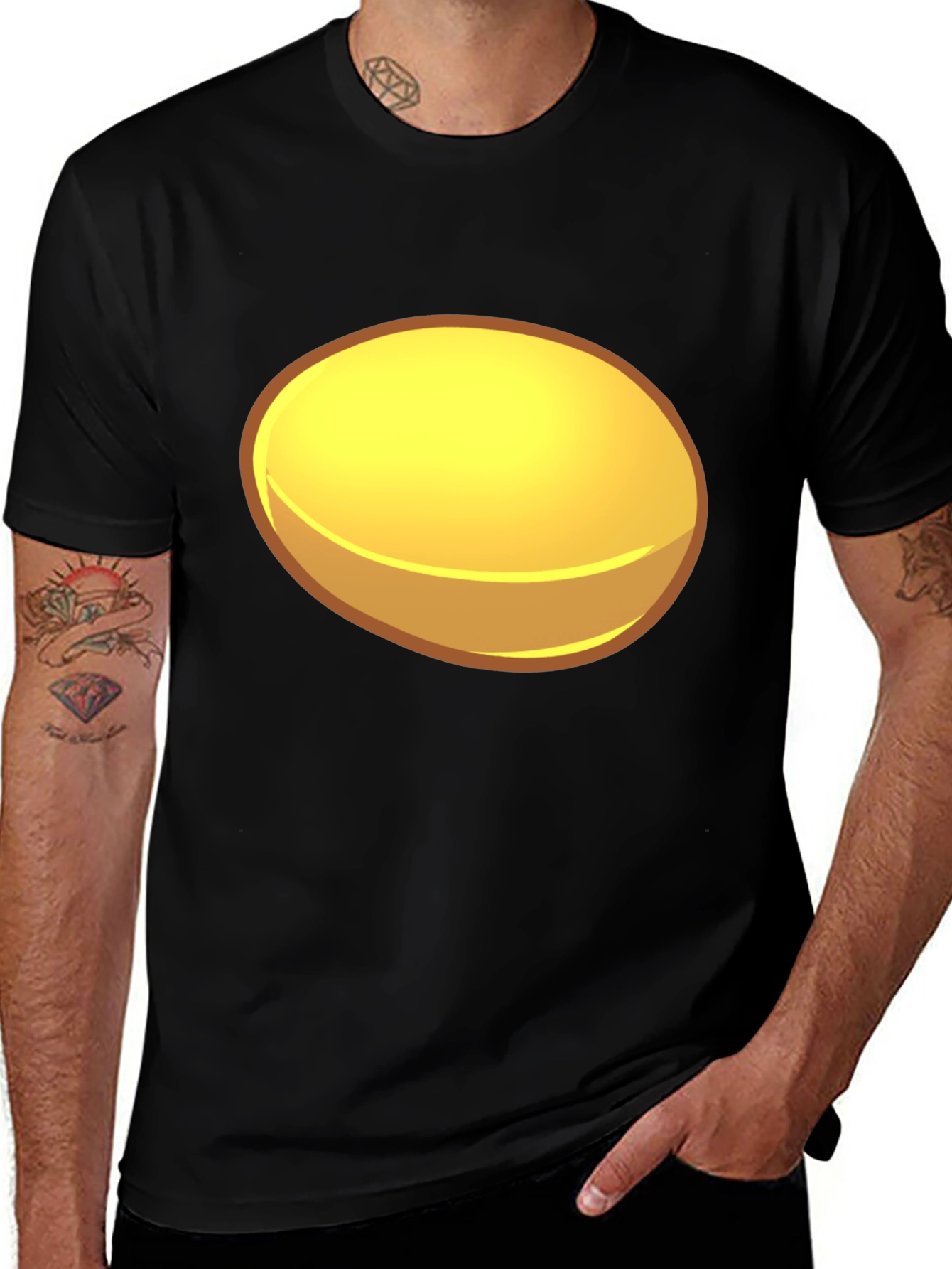 Black Shiny Oval Graphic Tee - Bold & Unique Design main image