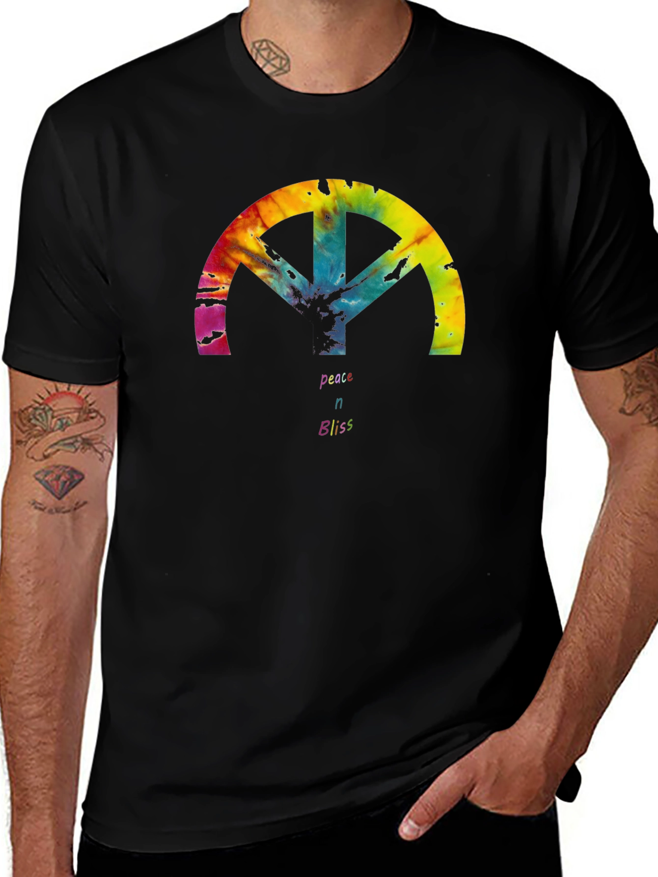 Variant 29 of Peace & Bliss Tie Dye Graphic Tee - Black