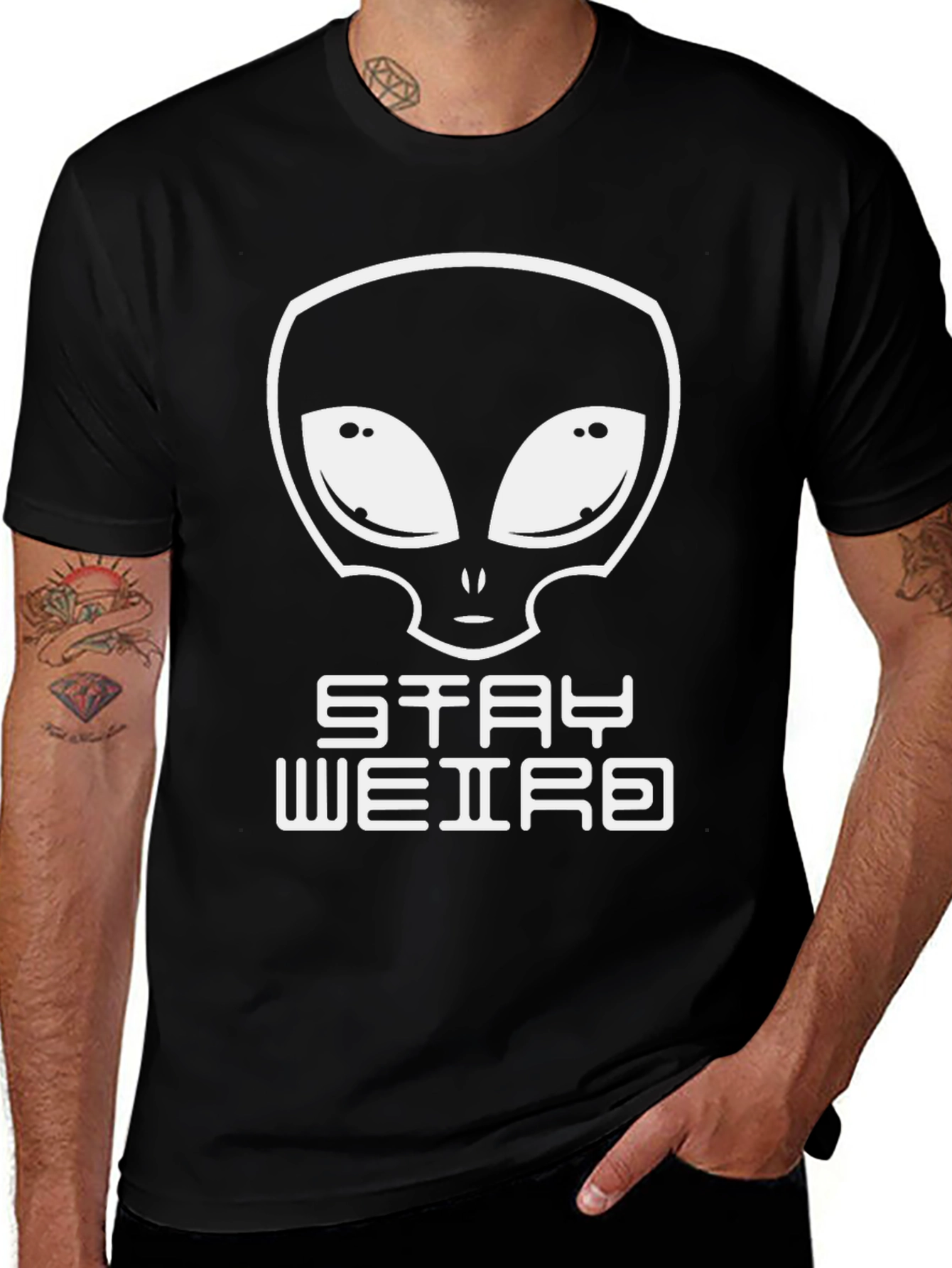 Variant 23 of Stay Weird Alien Graphic Tee - Black