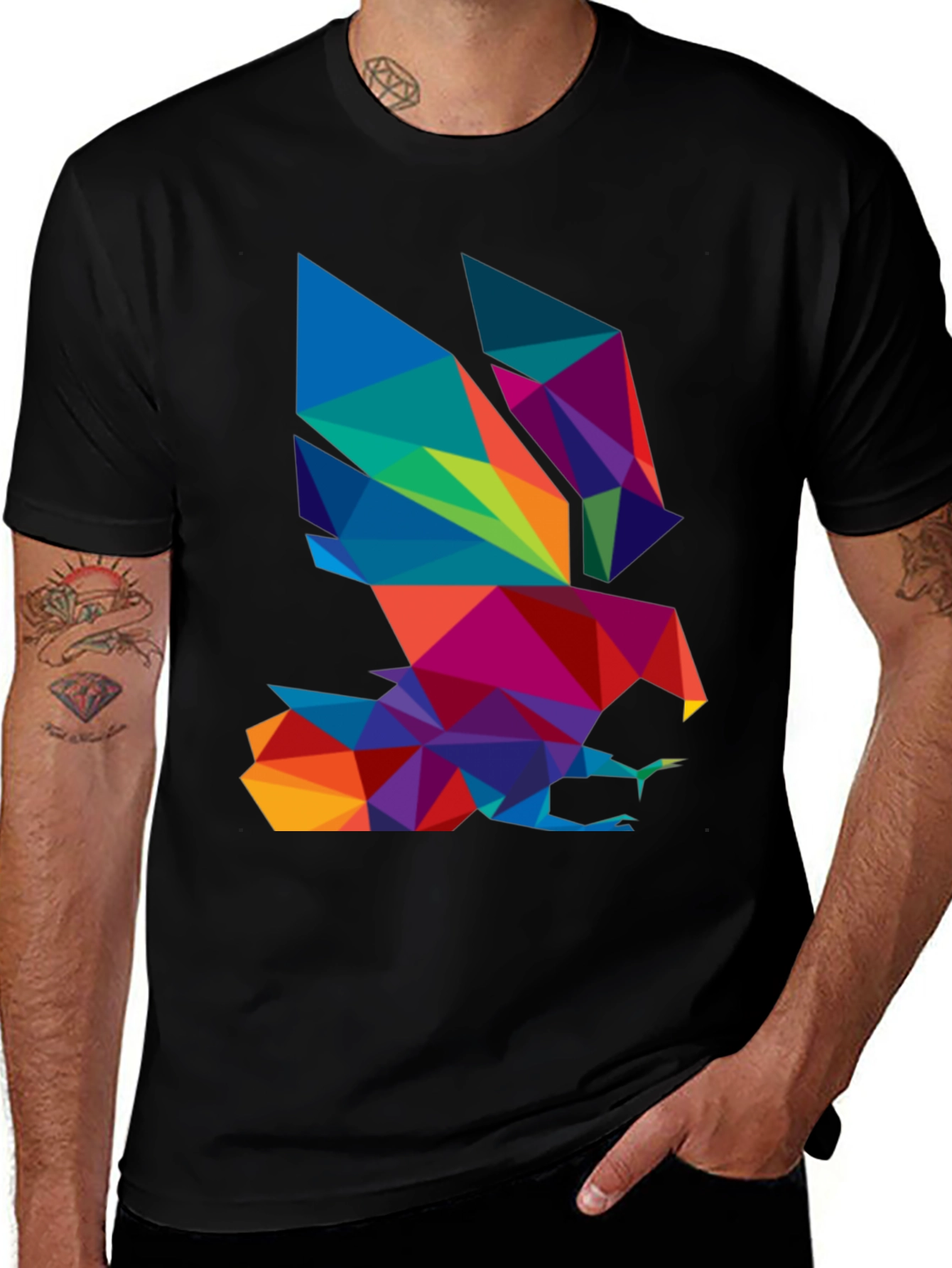 Variant 20 of Geometric Eagle Graphic Black T-Shirt