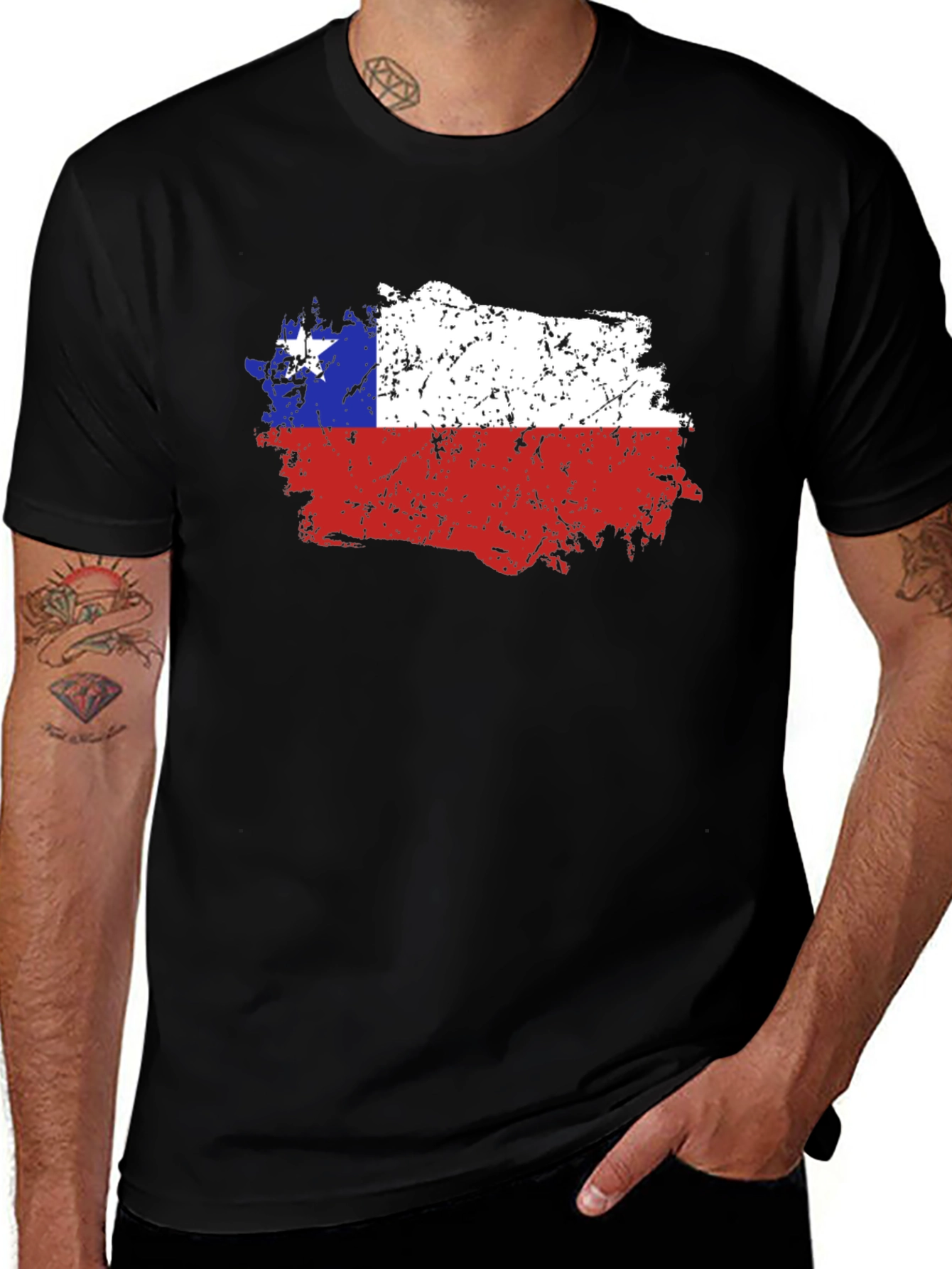 Variant 28 of Chile Flag Distressed T-Shirt - Mens Graphic Tee