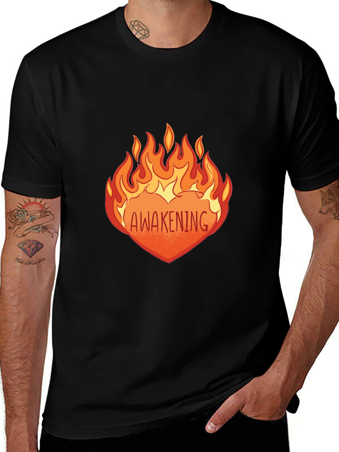 Variant 12 of Awakening Flame Graphic Black T-Shirt