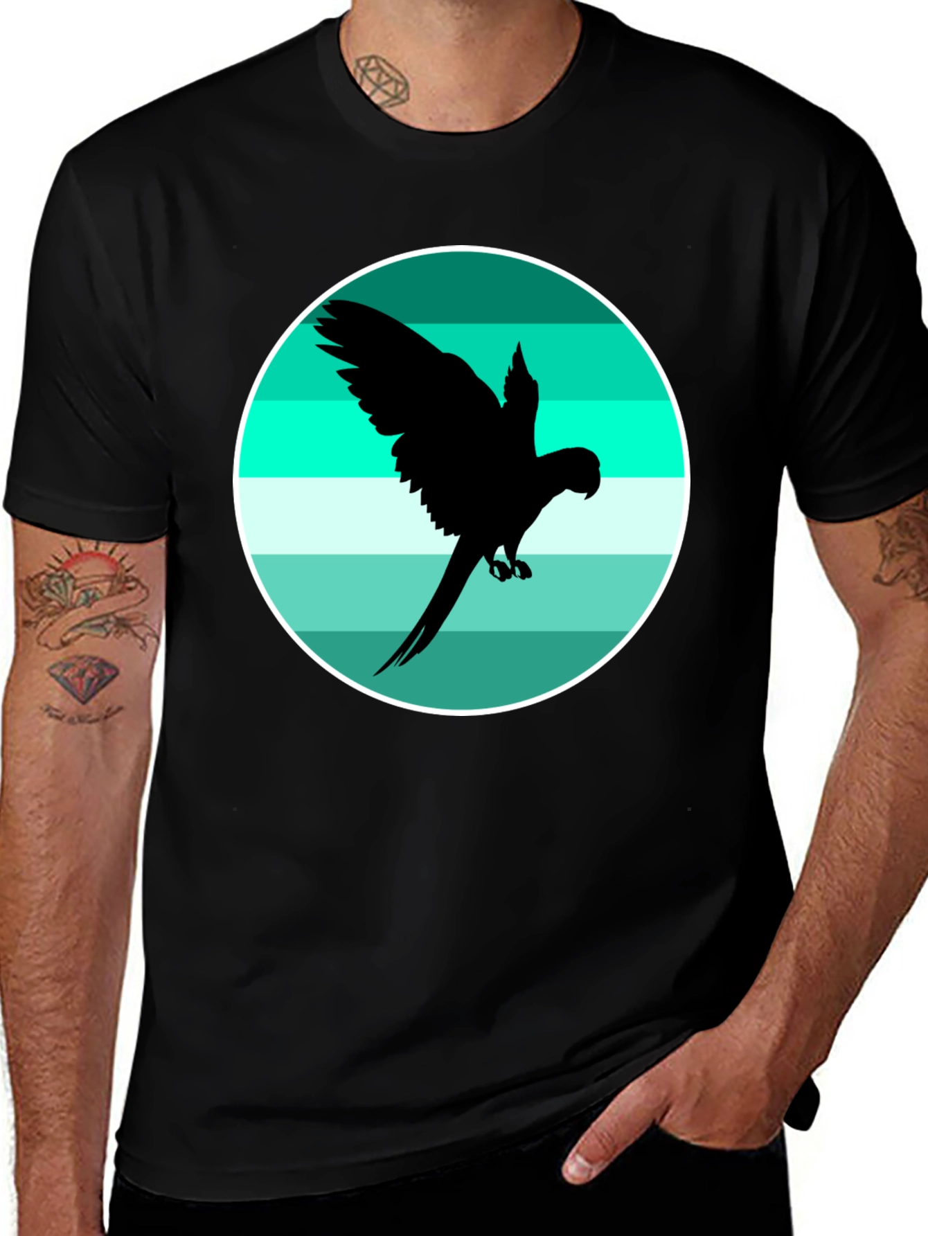 Variant 9 of Parrot Silhouette Tee - Tropical Bird Graphic T-Shirt