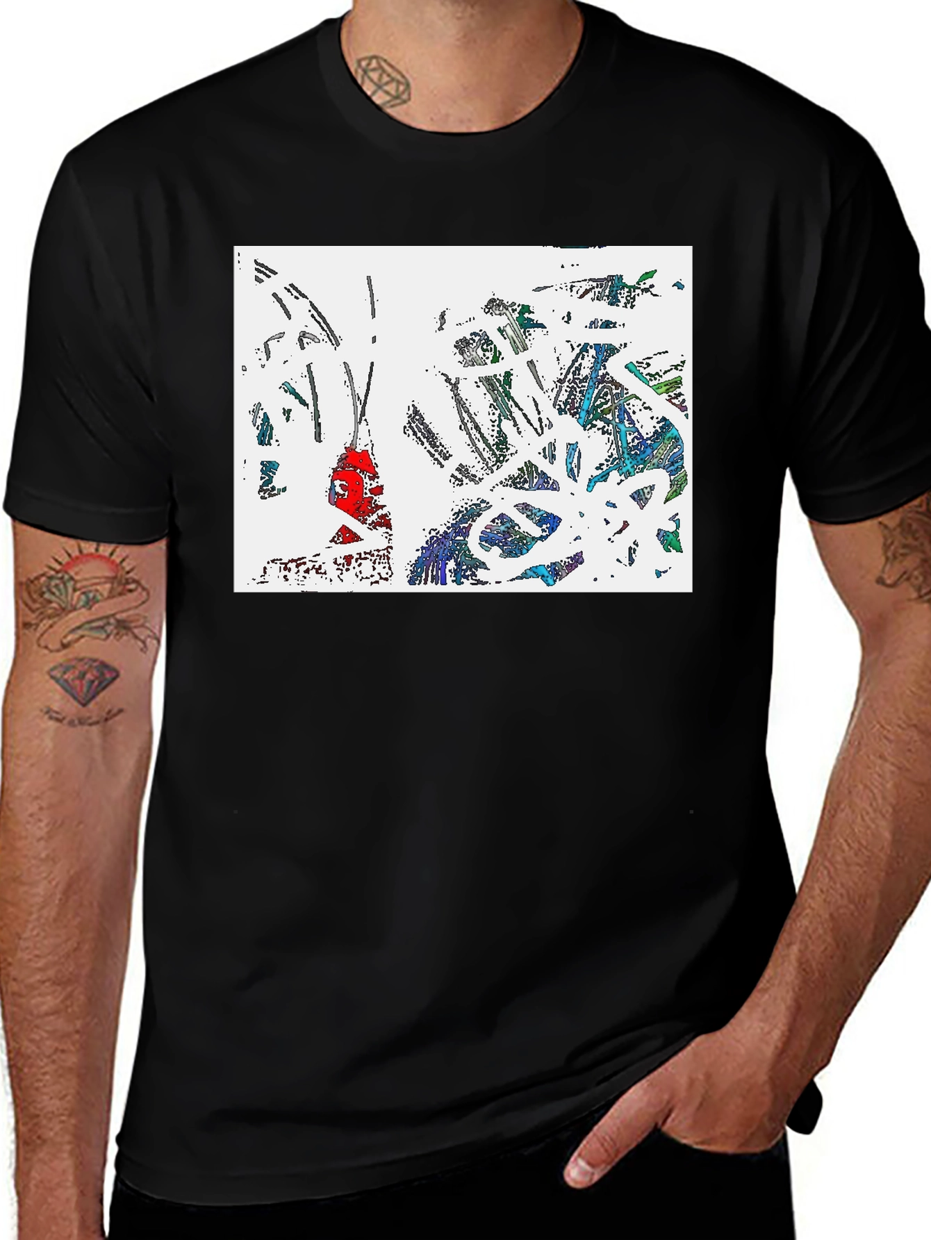 Variant 13 of Abstract Art Print Black T-Shirt