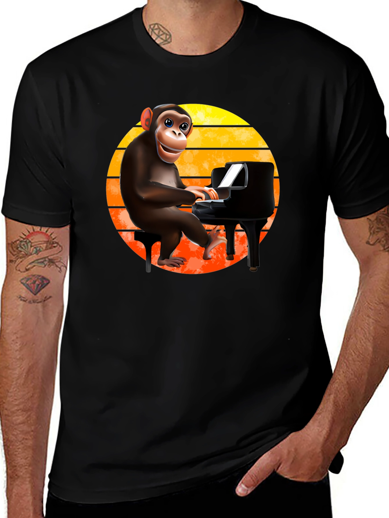 Variant 28 of Monkey Playing Piano T-Shirt