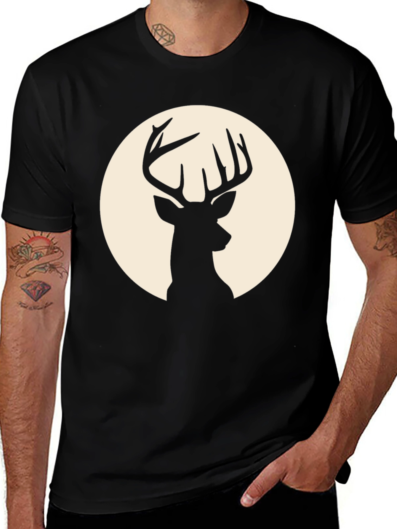 Variant 25 of Deer Silhouette Graphic Tee - Classic Black