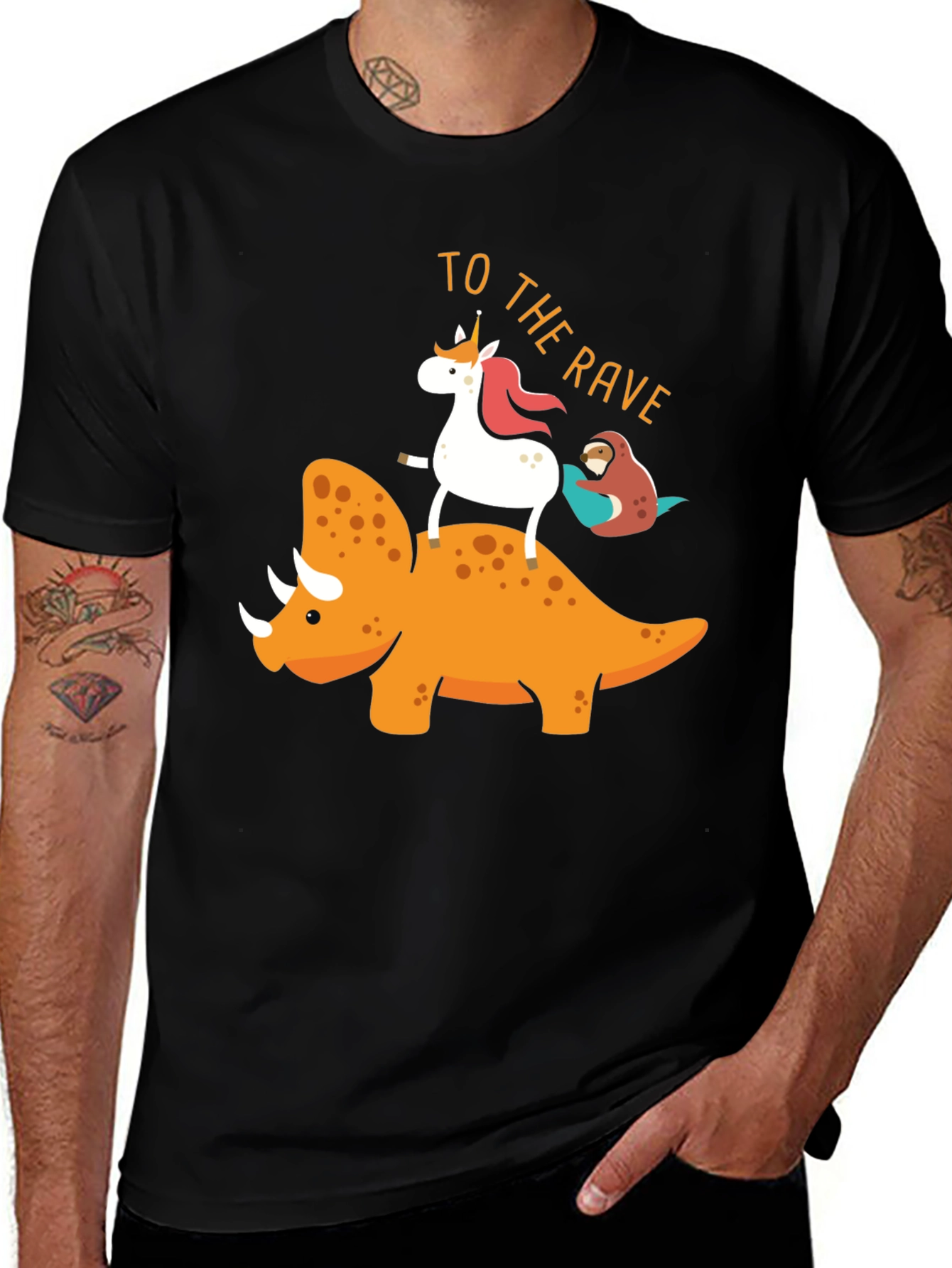 Unicorn Riding Triceratops T-Shirt - To the Rave!