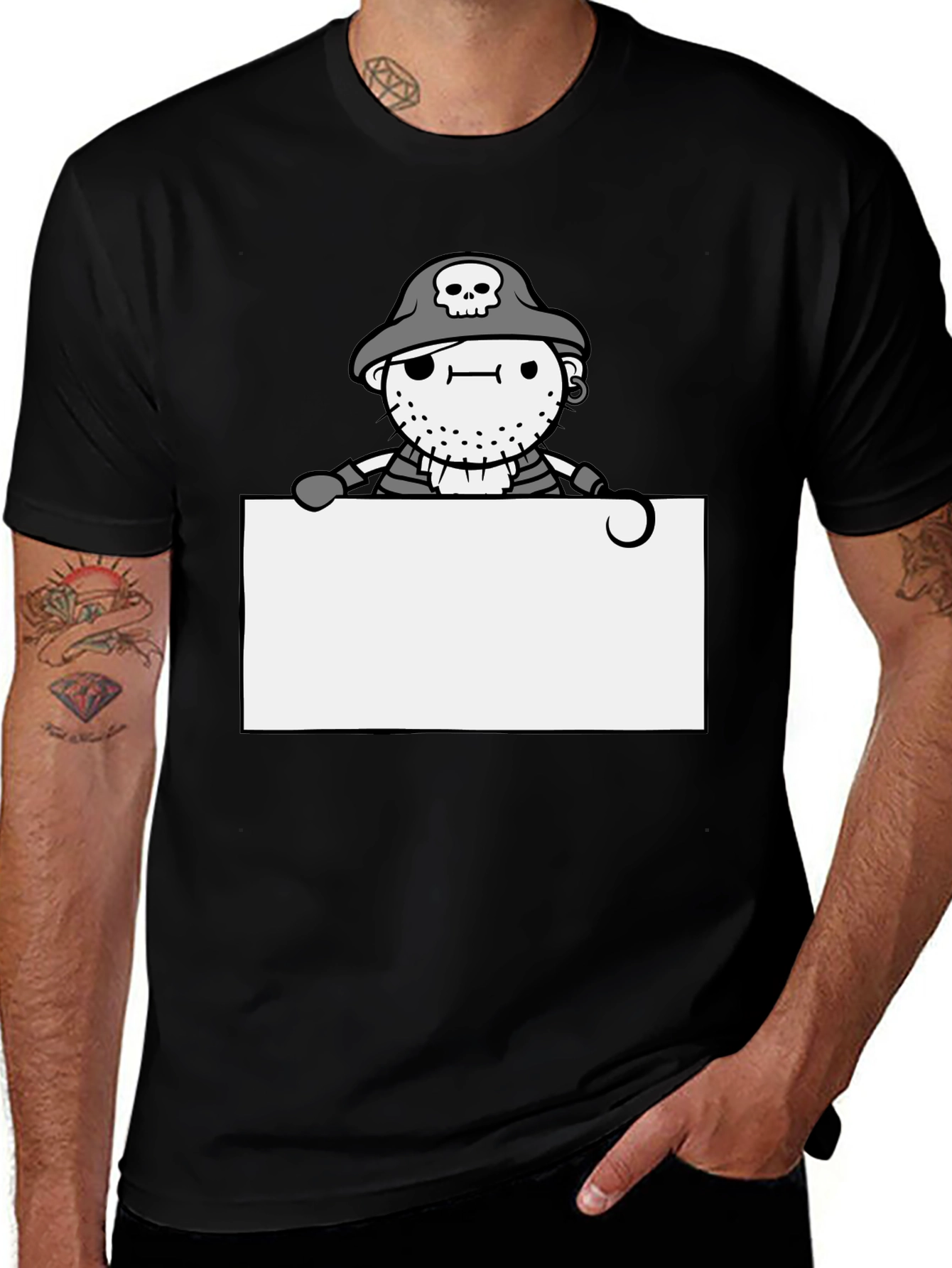 Variant 22 of Cartoon Pirate Graphic Black T-Shirt