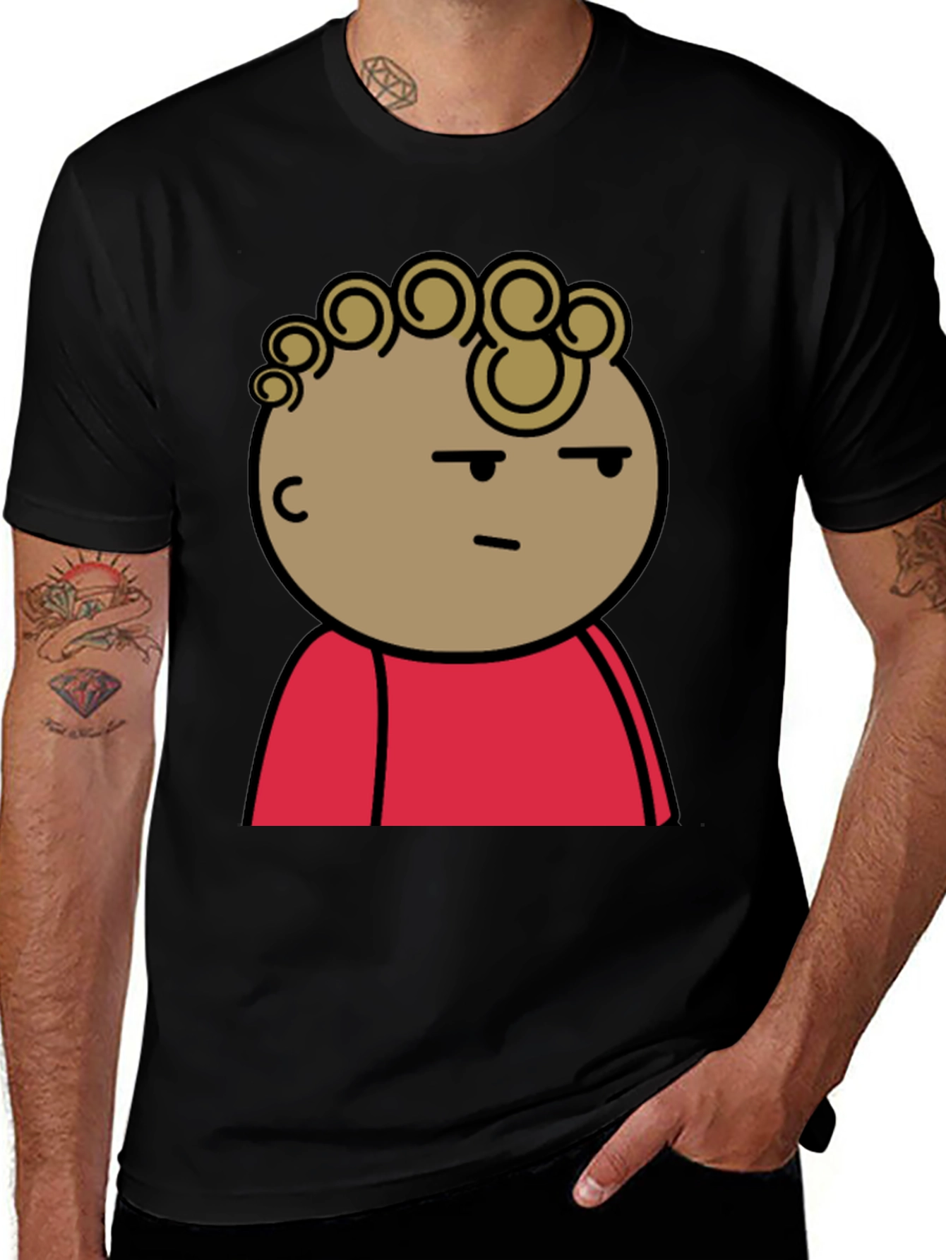 Variant 12 of Cartoon Character Graphic Black T-Shirt
