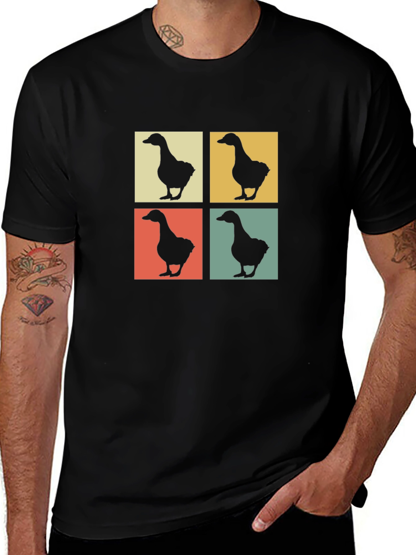 Variant 30 of Retro Goose Pop Art Black T-Shirt