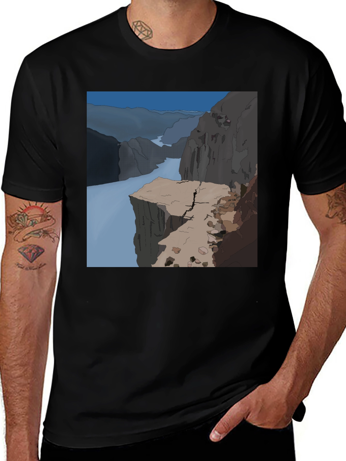 Variant 14 of Cliffside T-Shirt - Black Cotton Graphic Tee