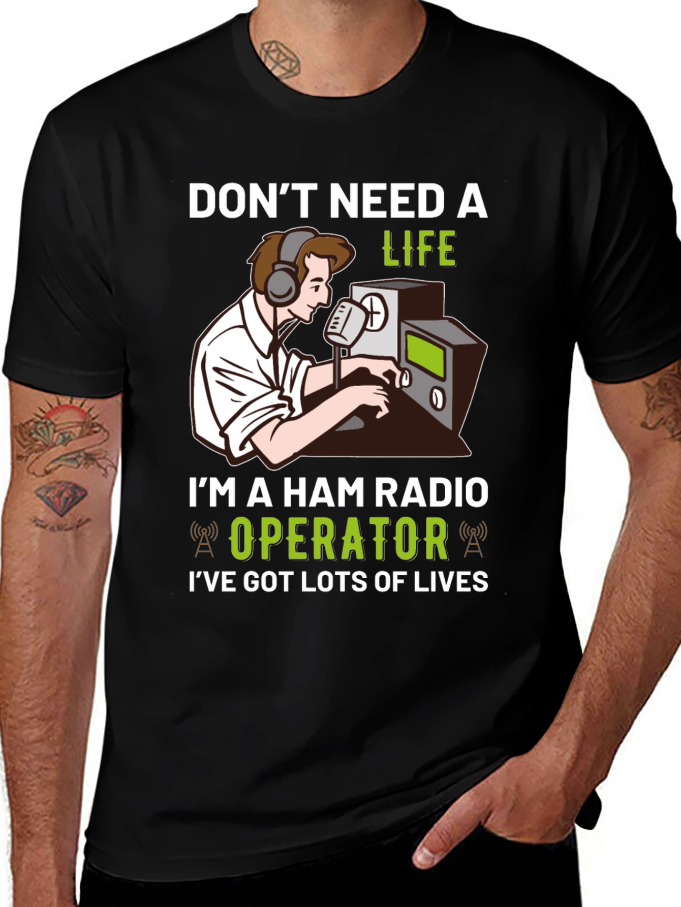 Variant 6 of Ham Radio Operator T-Shirt - Lots of Lives!