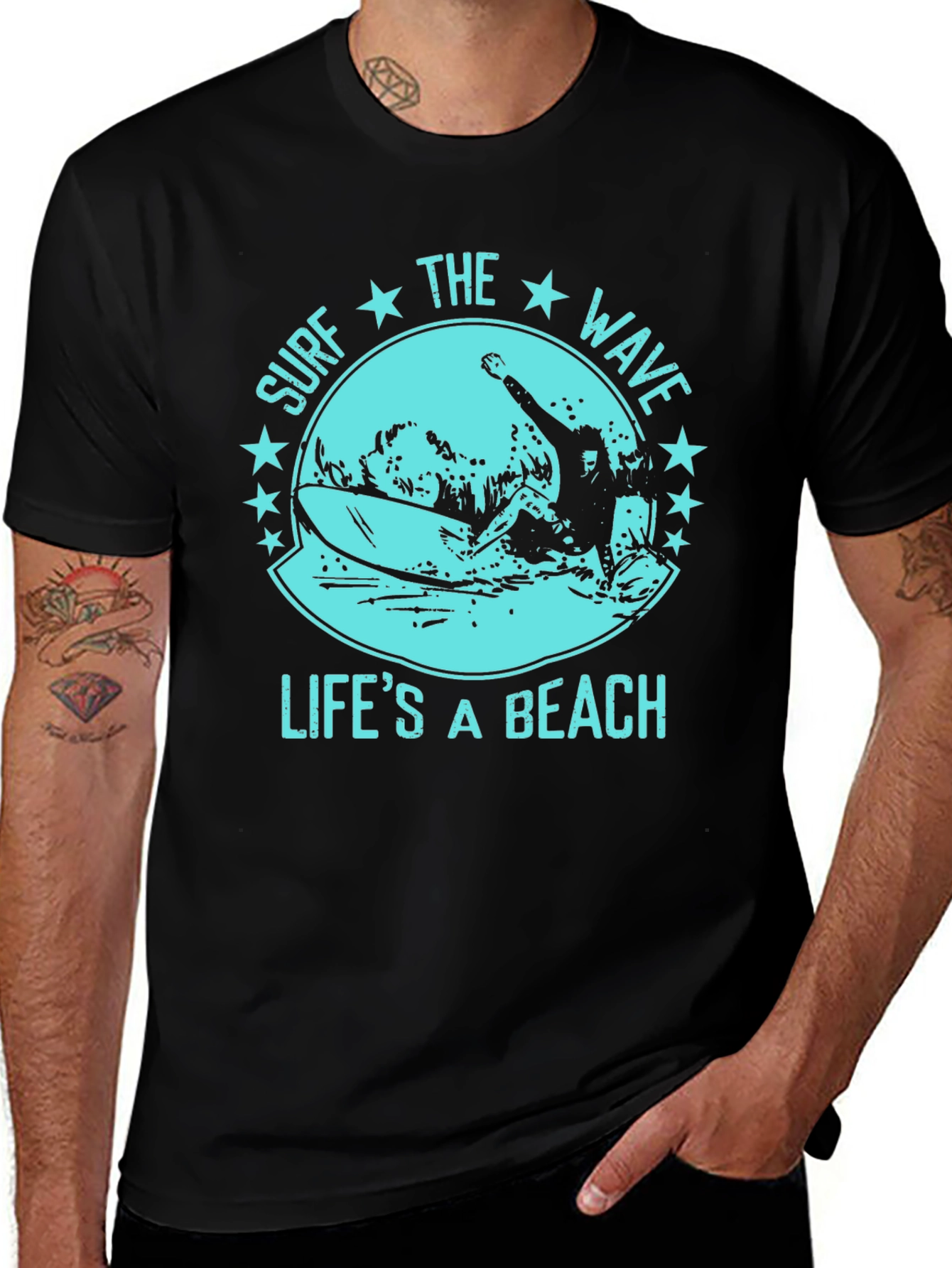 Variant 21 of Surf the Wave Graphic T-Shirt - Life's a Beach