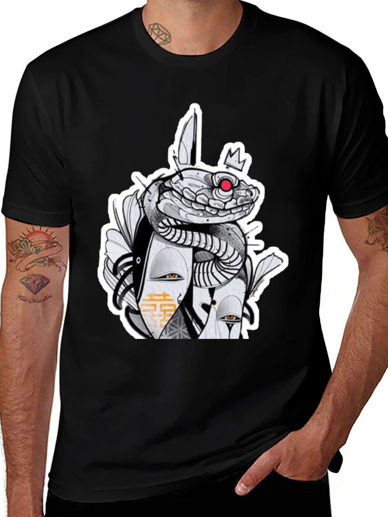 Snake & Mask Graphic Tee - Edgy Streetwear