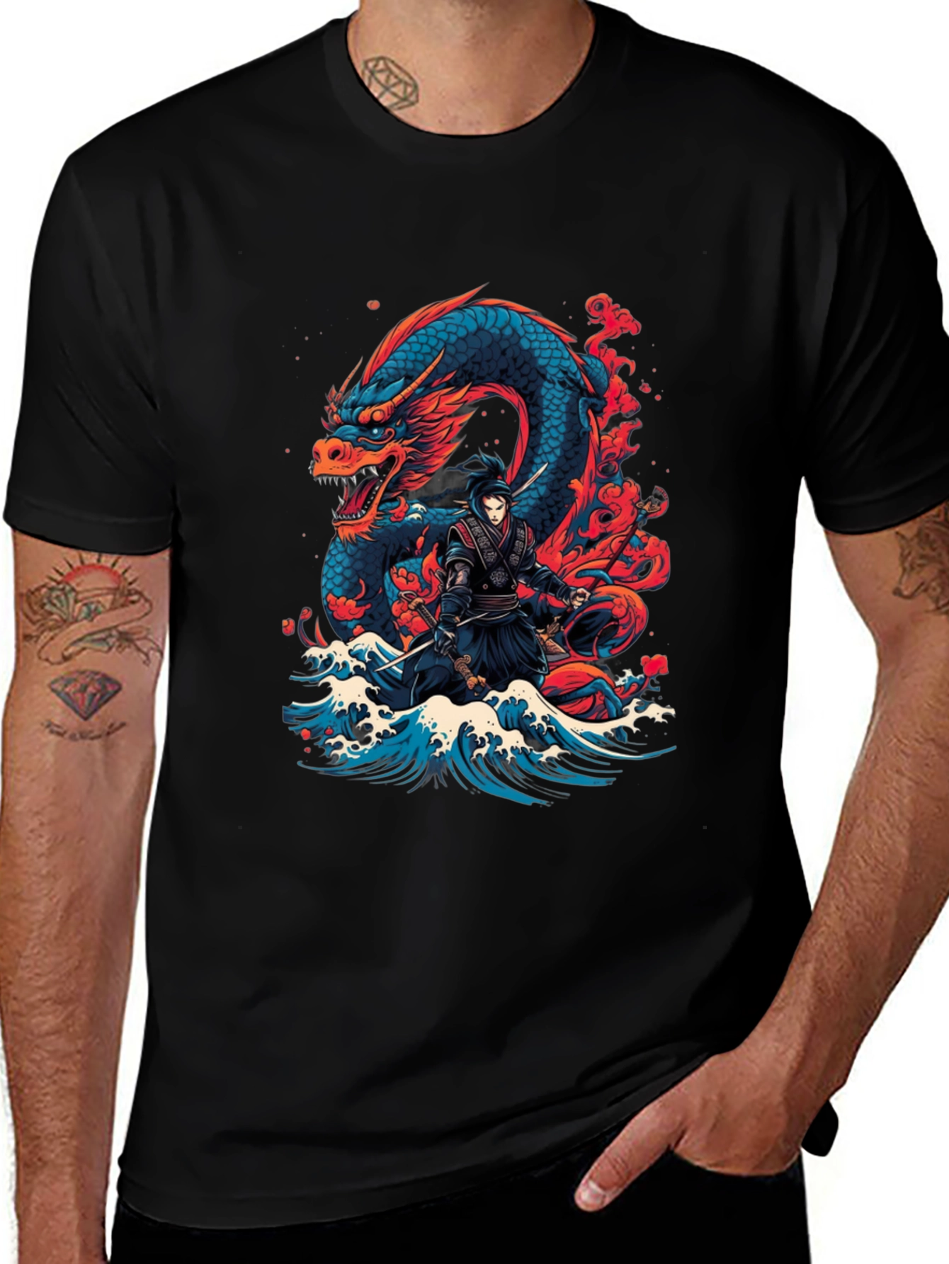 Variant 26 of Dragon Ninja Graphic Tee - Men's Black T-Shirt