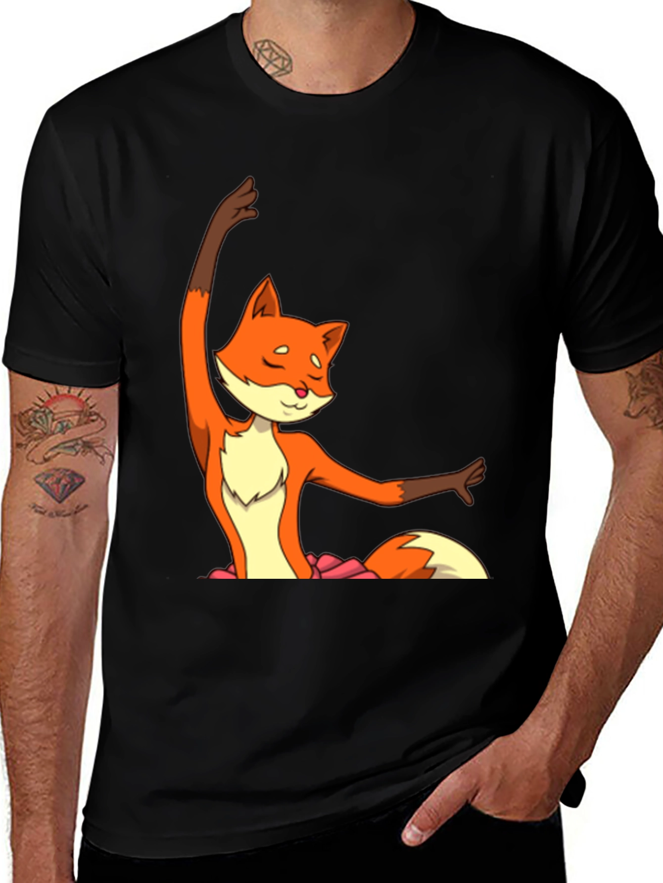 Variant 16 of Ballet Fox Graphic Tee - Soft Black Cotton