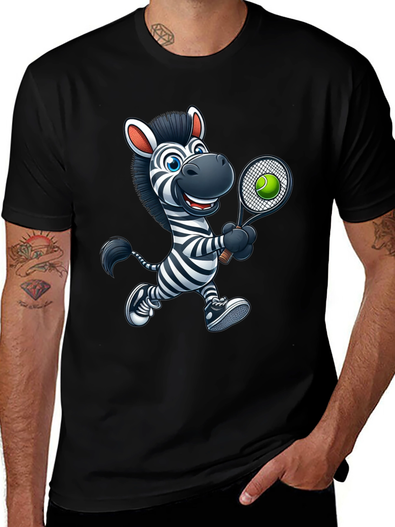Variant 25 of Zebra Tennis Player Graphic T-Shirt