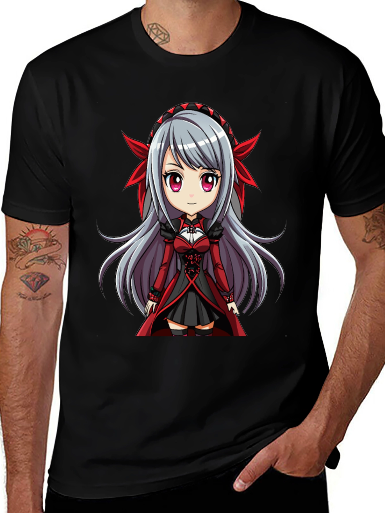 Variant 27 of Anime Girl Graphic T-Shirt - Black