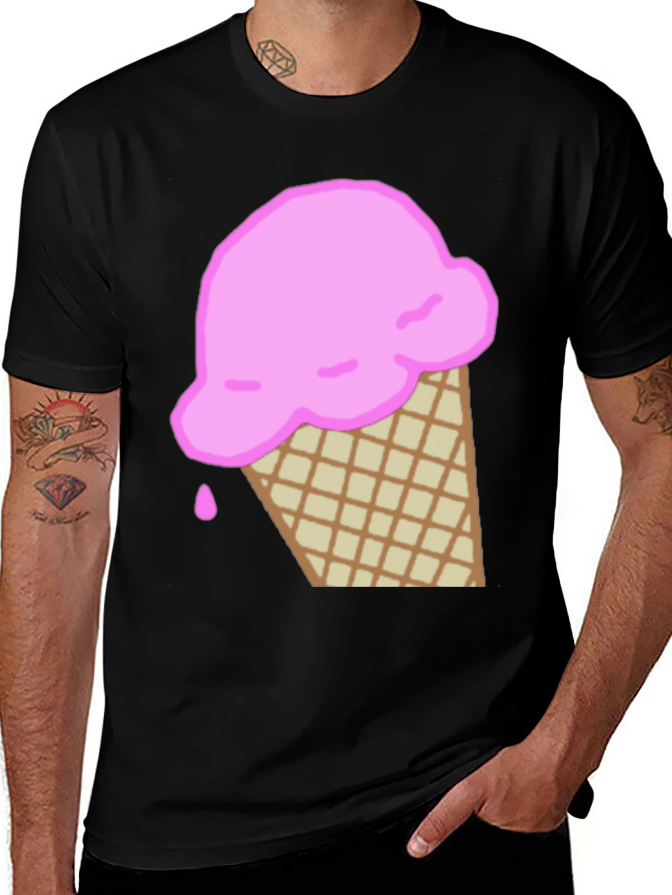 Variant 2 of Ice Cream Graphic Tee - Cute & Fun Black T-Shirt