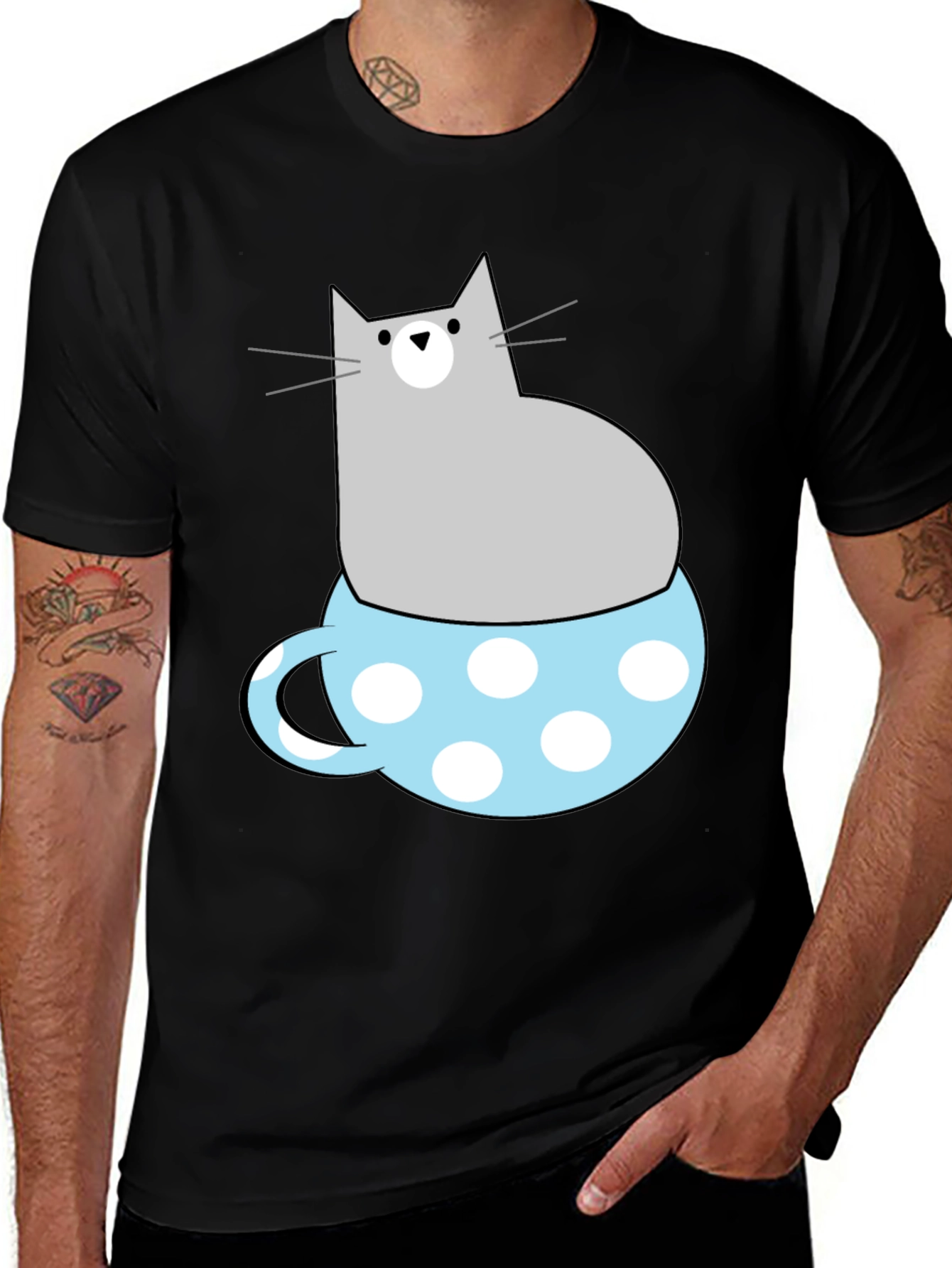 Variant 10 of Cat in a Cup T-Shirt - Whimsical Graphic Tee