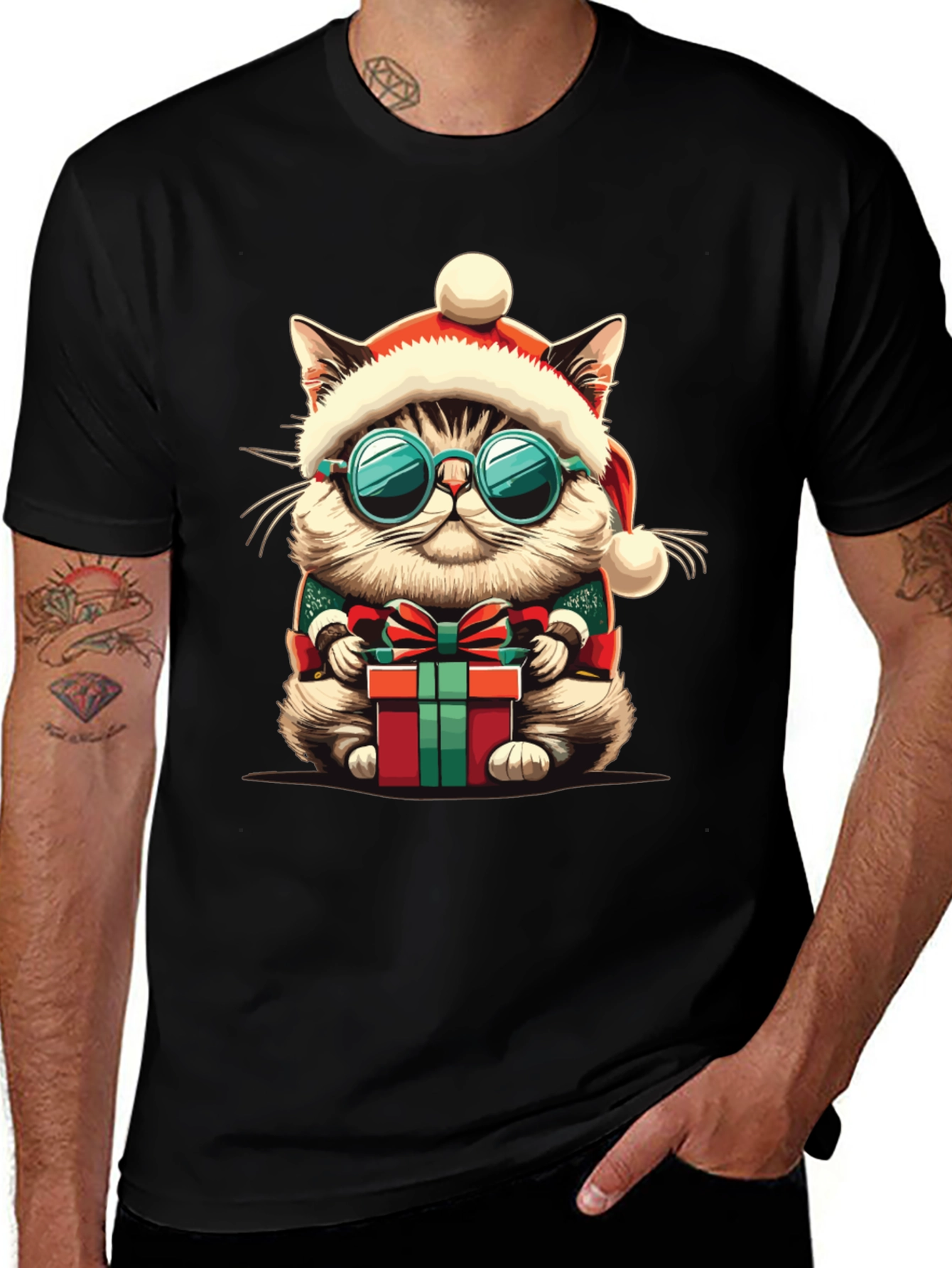 Variant 23 of Festive Cat T-Shirt - Holiday Style