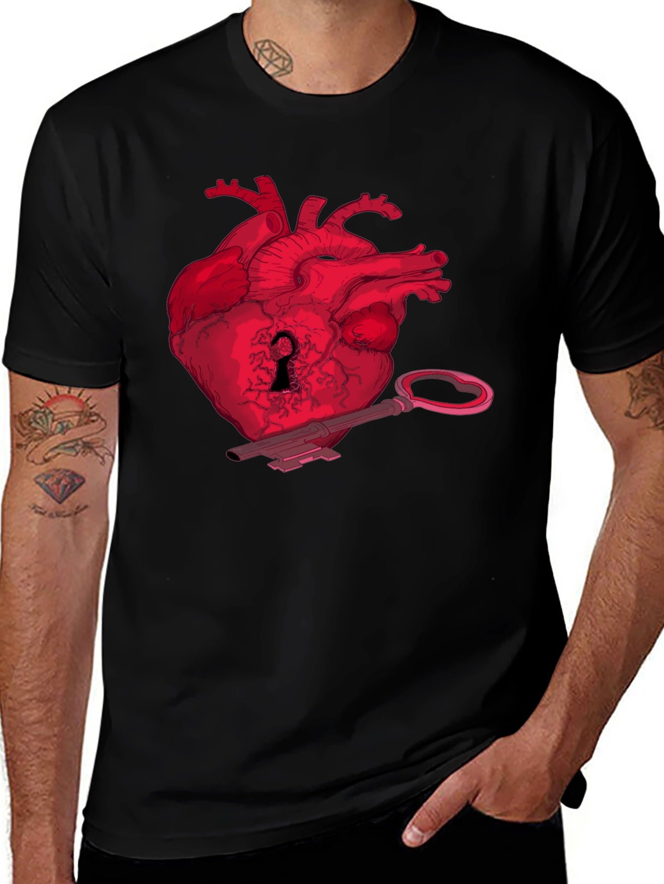 Variant 12 of Anatomical Heart & Key Graphic Tee