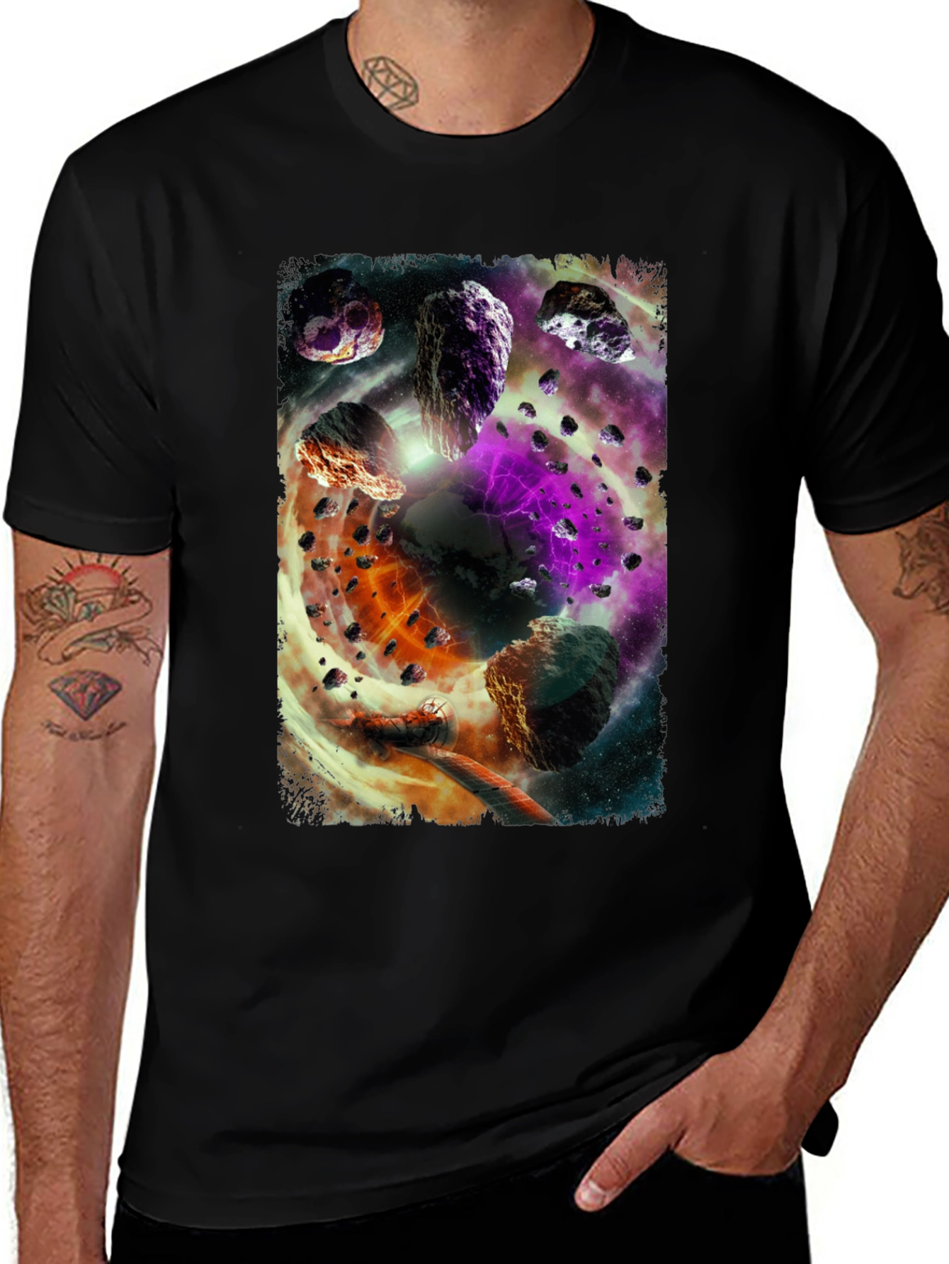 Asteroid Belt Graphic T-Shirt - Cosmic Design