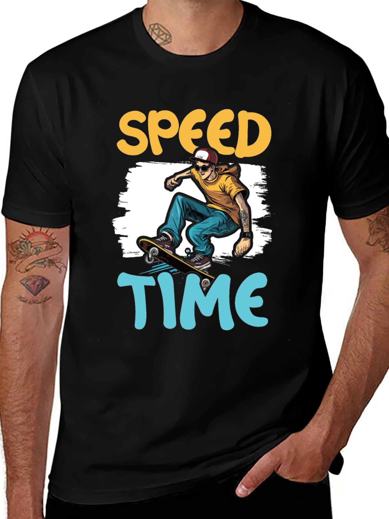 Variant 21 of Skateboarding Speed Time Graphic Tee - Black