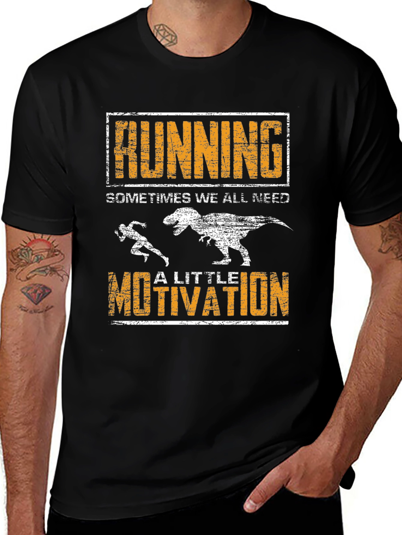 Variant 5 of Running Motivation T-Shirt - Dinosaur Chase Graphic